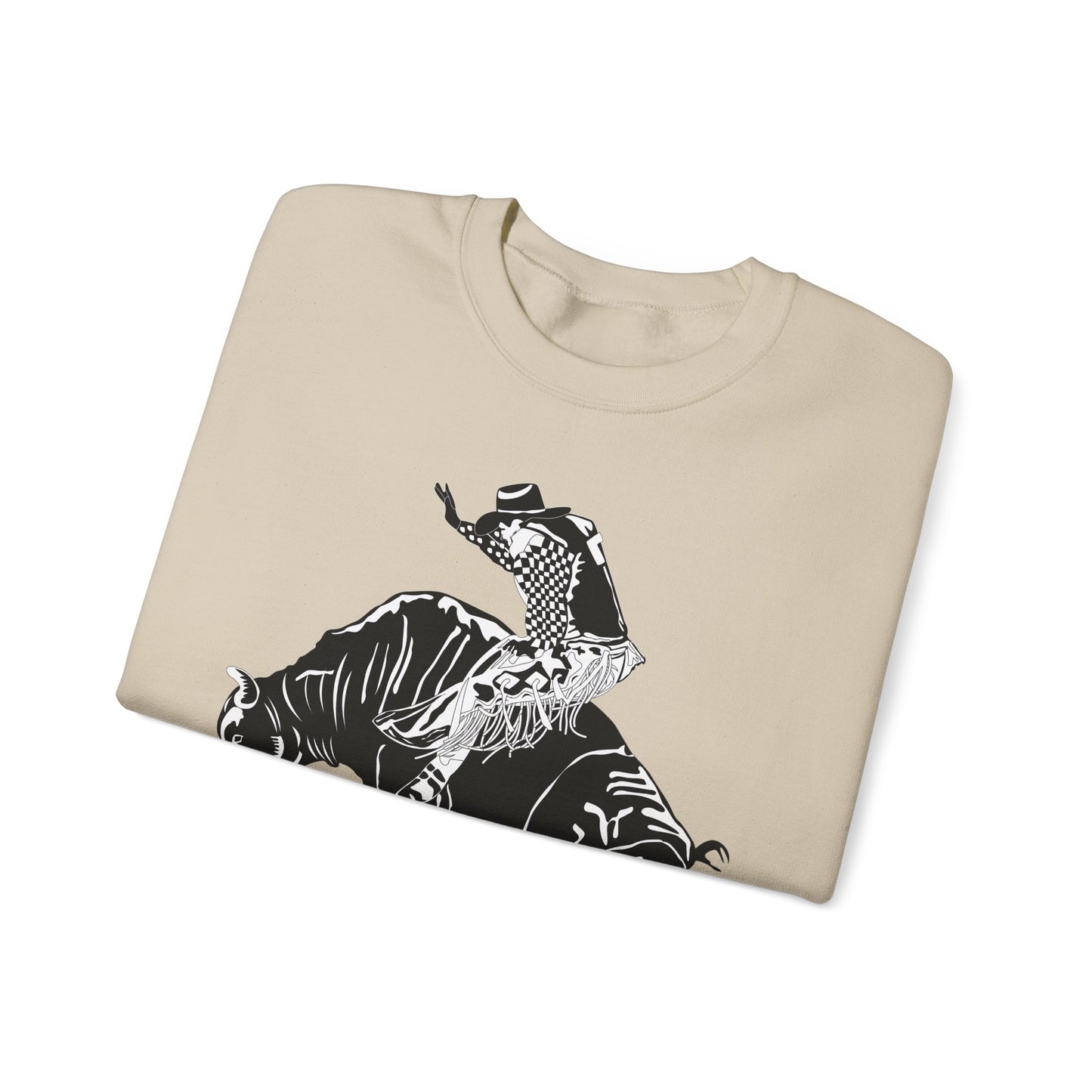 Crewneck Sweatshirt - Cowboy - Bull Rider - BW