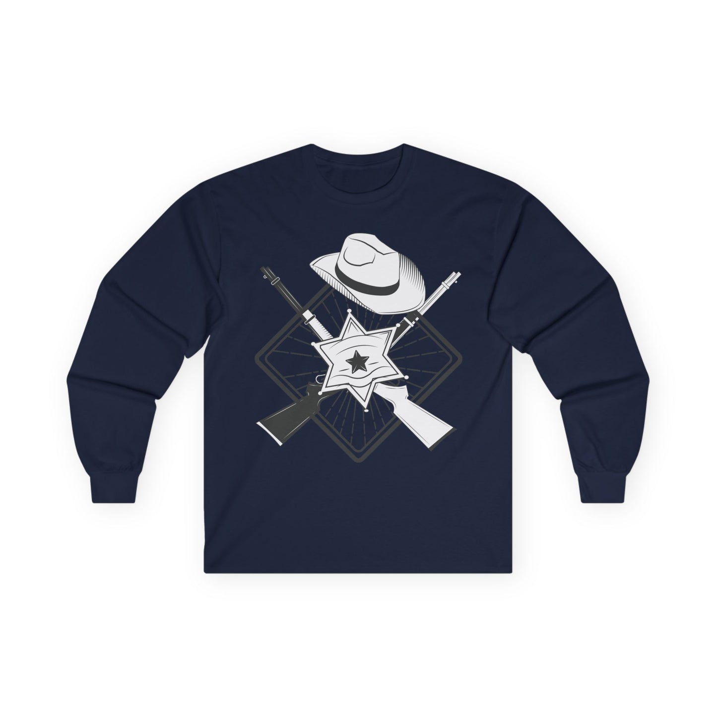 Unisex Ultra Cotton Long Sleeve Tee - Vintage Cowboy w Rifles and Hat