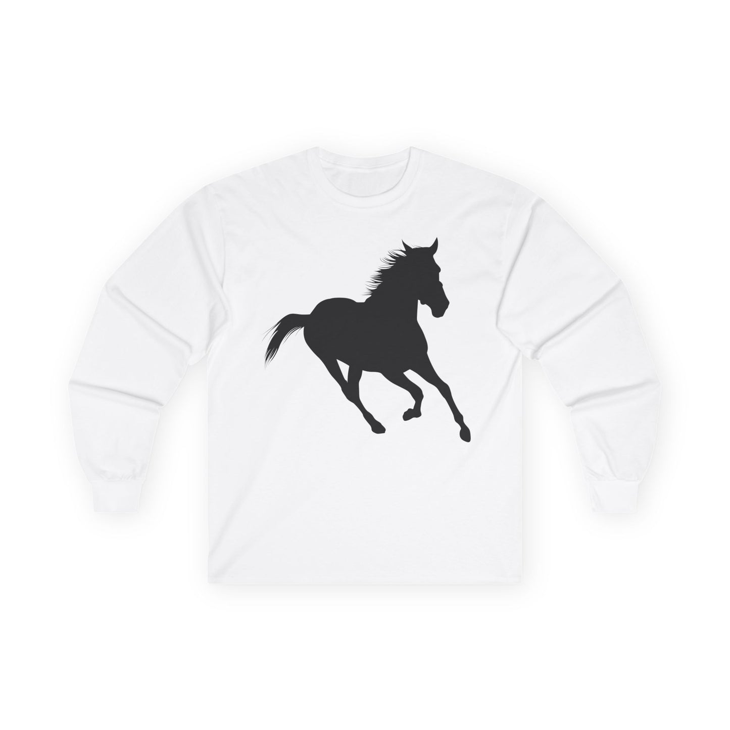 Unisex Ultra Cotton Long Sleeve Tee - Wild Horse - Running Leaning Left X 300