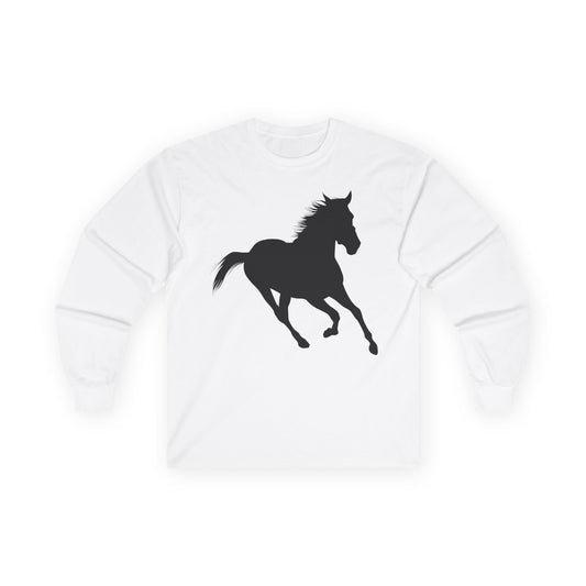 Unisex Ultra Cotton Long Sleeve Tee - Wild Horse - Running Leaning Left X 300