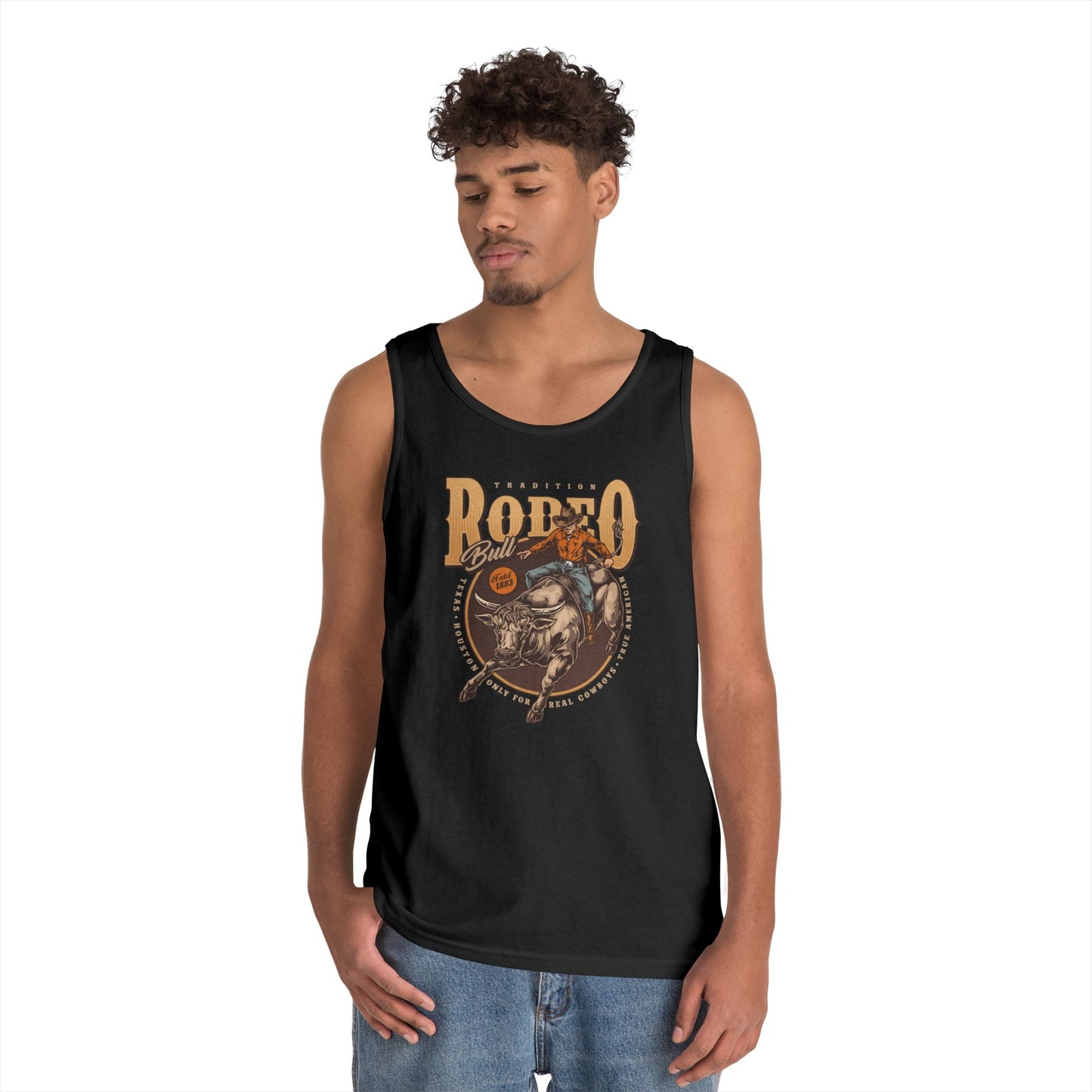 Unisex Heavy Cotton Tank Top - Tradition Rodeo Bull - Real Cowboys
