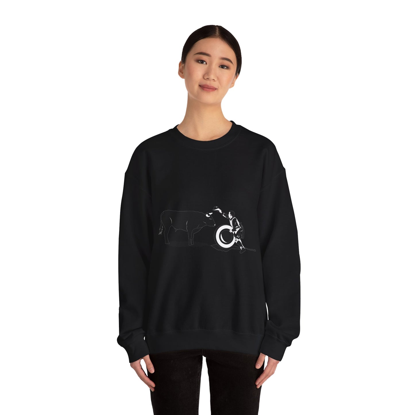 Crewneck Sweatshirt - Clown and Bull - BW