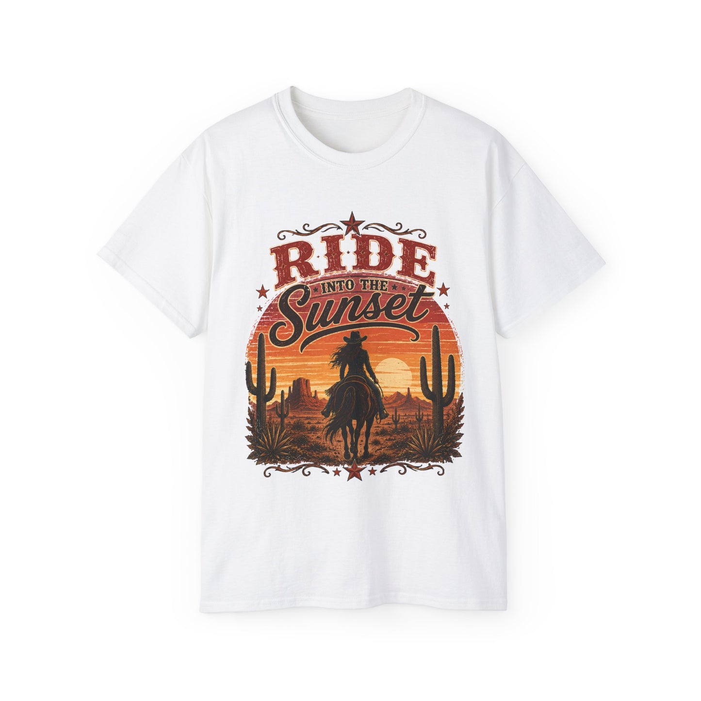 T-Shirt - Riding into the desert sunset