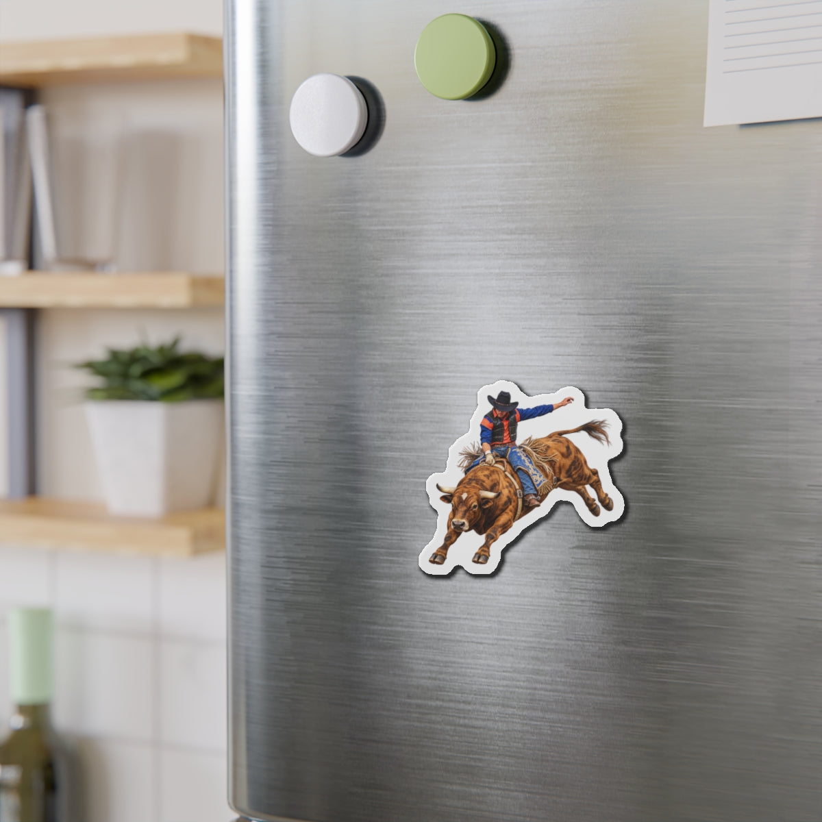 Die-Cut Magnets — Cowboys - Bull Rider - Oblique - without Text - 3D Transparent