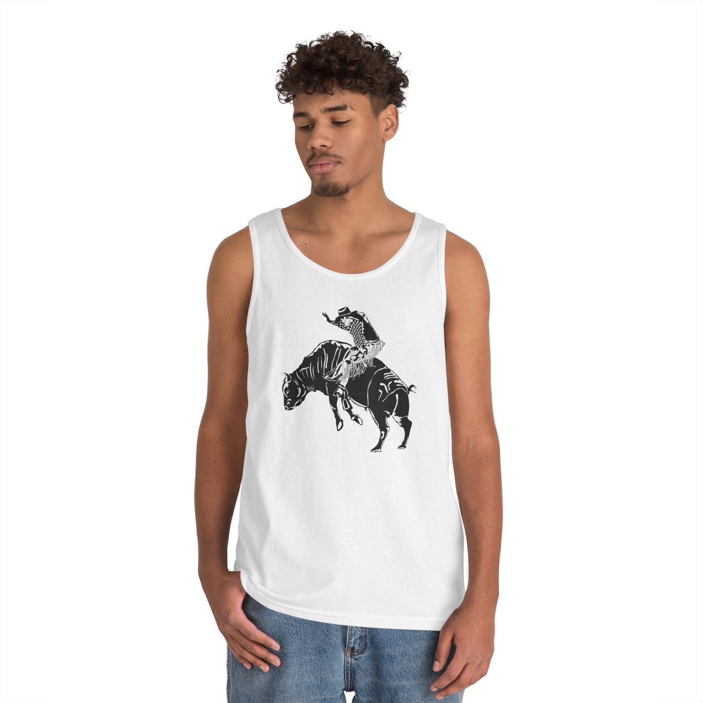 Unisex Heavy Cotton Tank Top - Cowboy - Bull Rider - BW