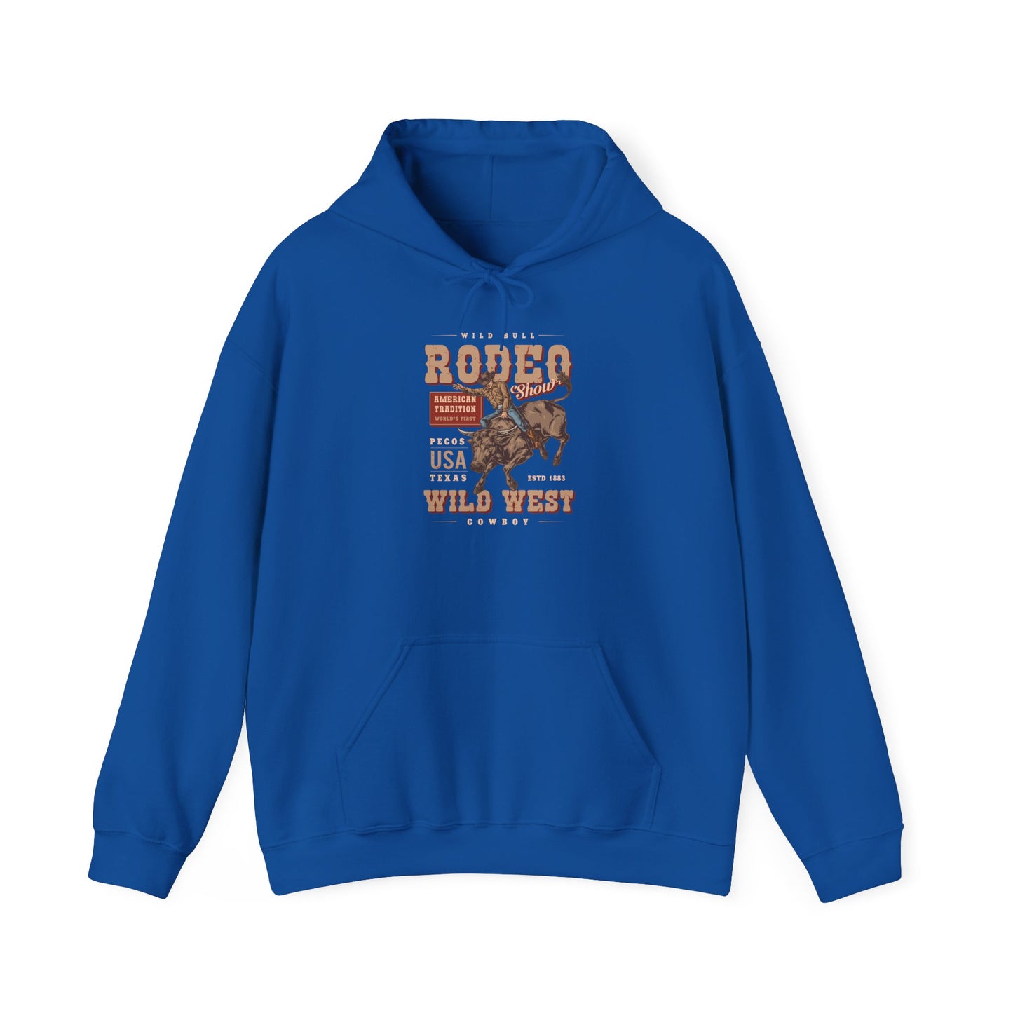Unisex Hoodie - American Tradition Wild Bull Rodeo Show - Wild West Cowboy, Texas