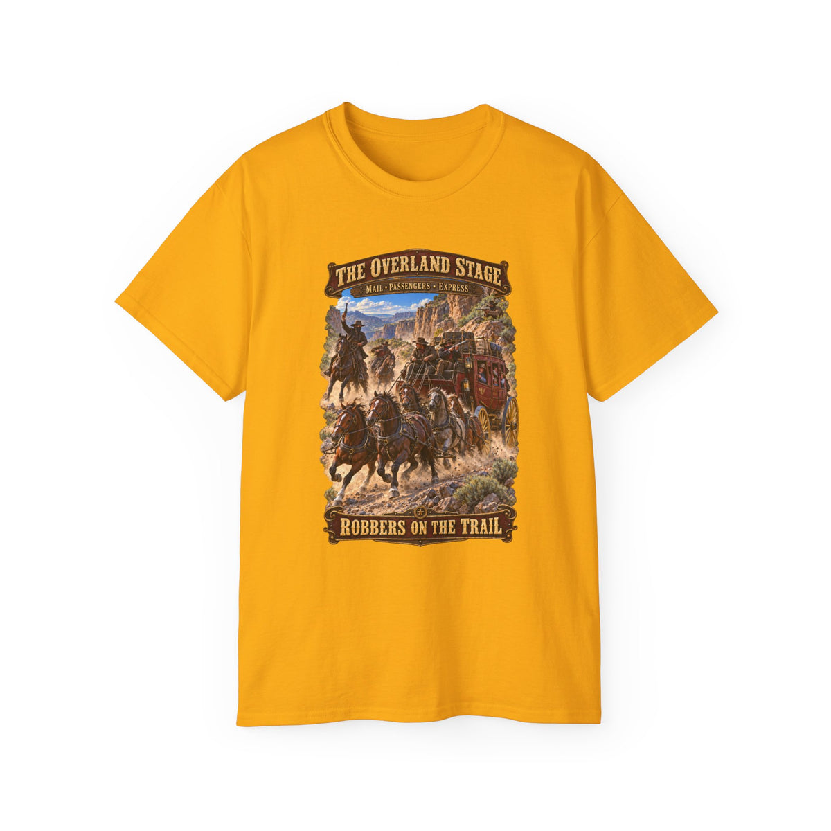 Unisex Ultra Cotton Tee - Overland Stage - Robbers on the Trail - 3D - Enhanced
