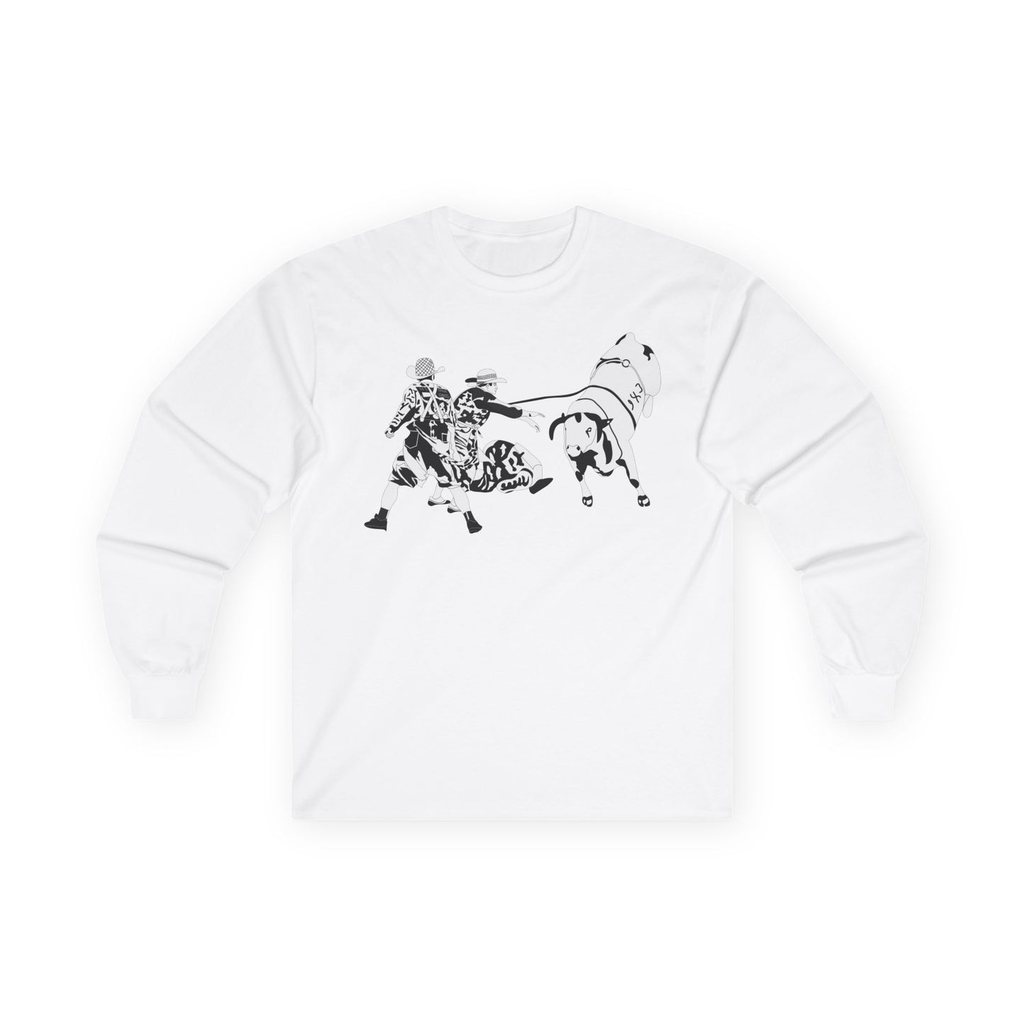 Unisex Ultra Cotton Long Sleeve Tee - Clowns and Bull - BW