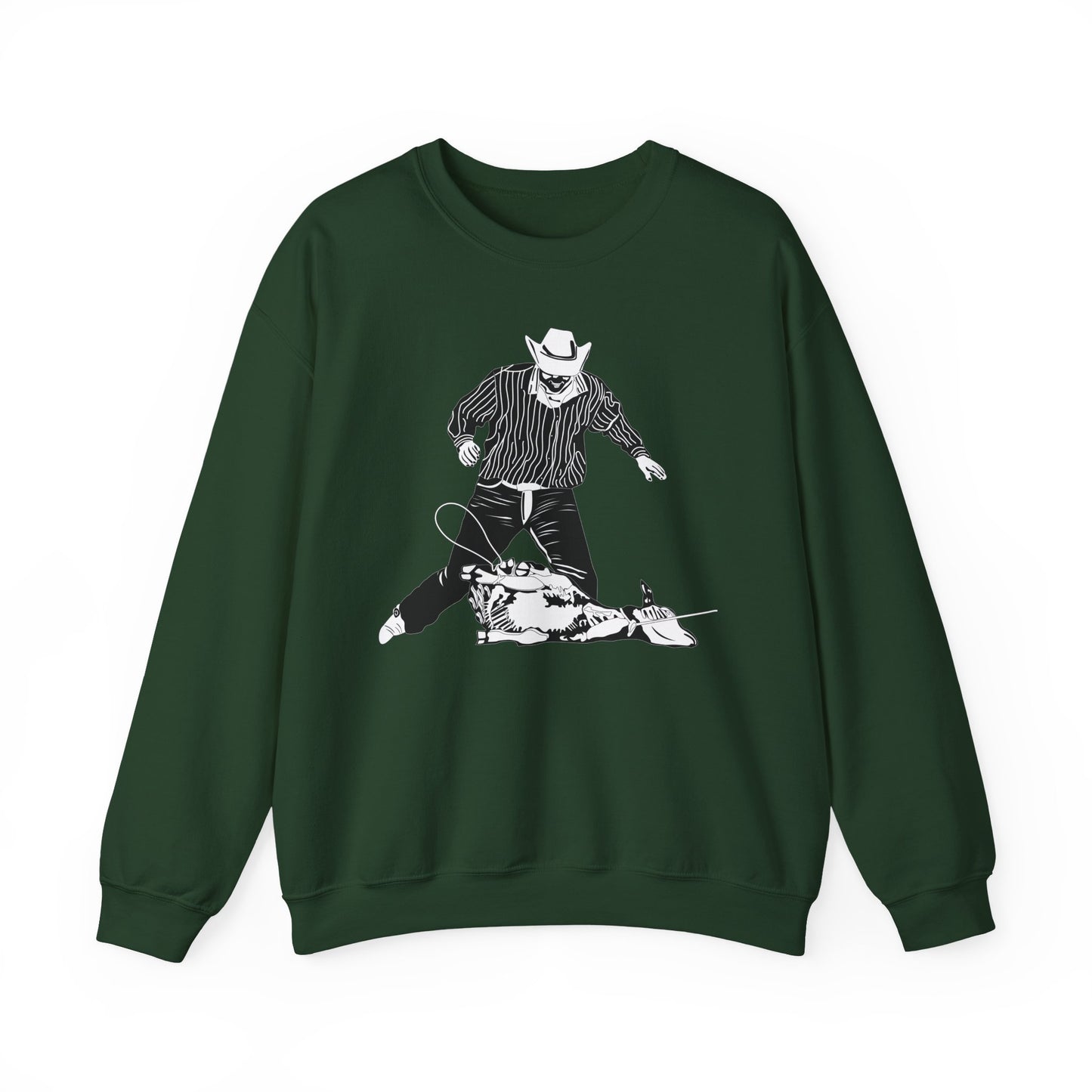 Crewneck Sweatshirt - Calf Roping - BW