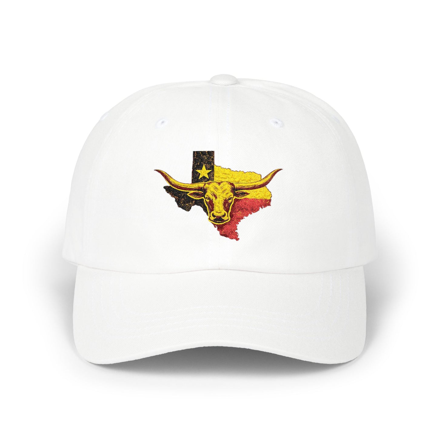 Texas Longhorn Dad Cap – Embroidered Texas Flag Steer Hat