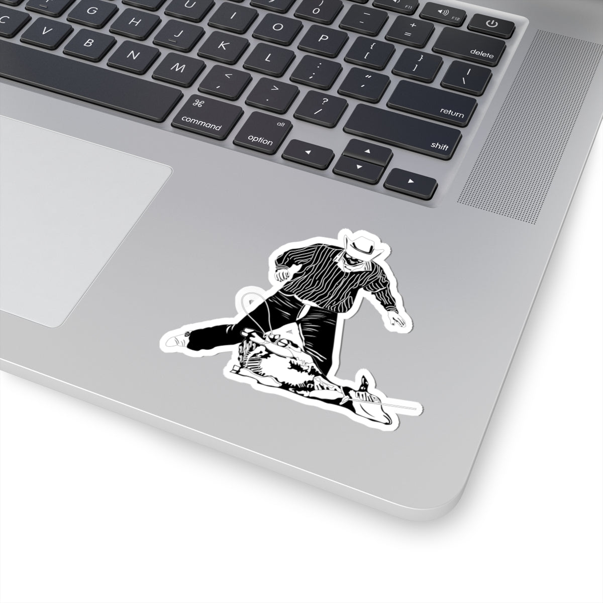 Kiss-Cut Stickers - Calf Roping - BW