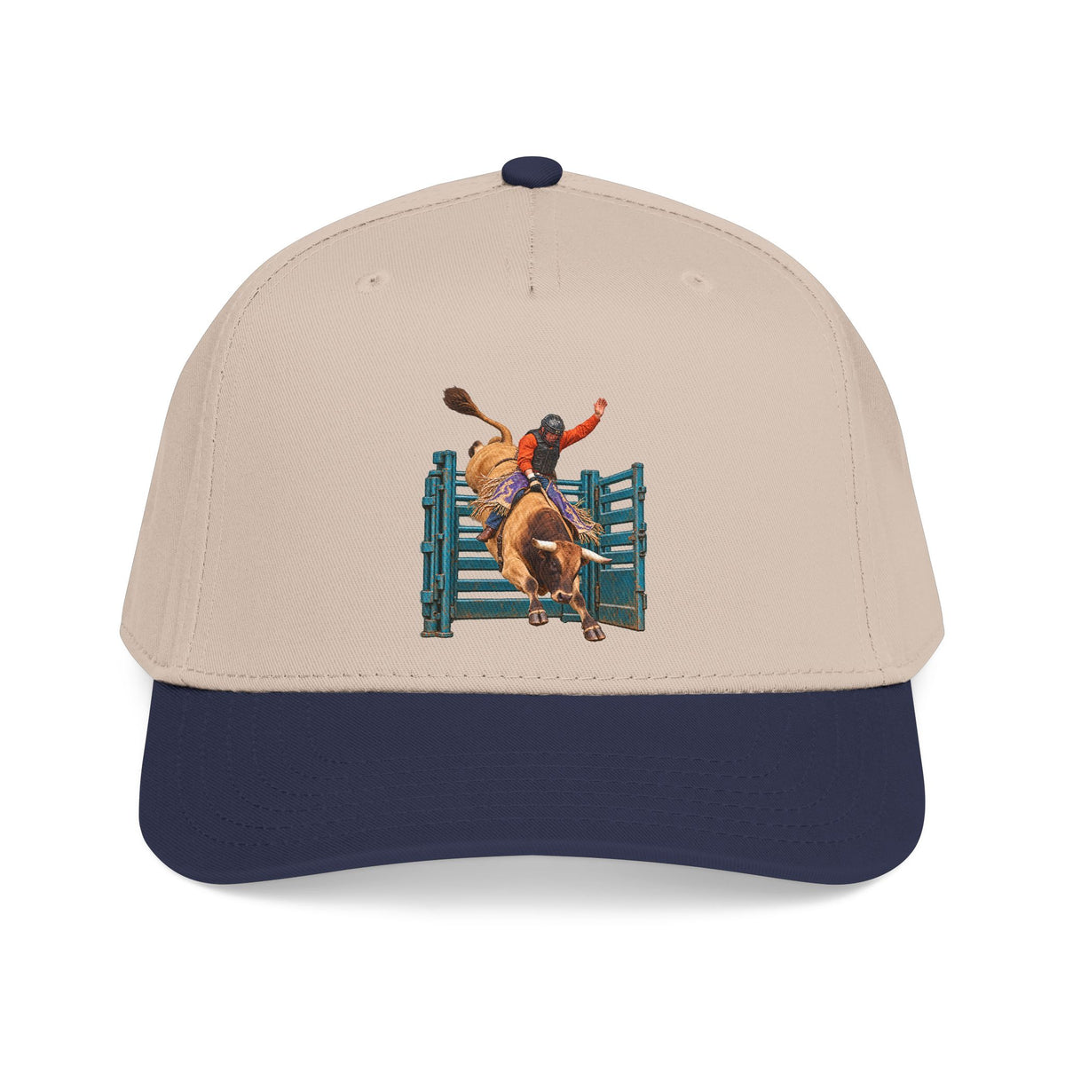 Mid Profile Baseball Cap — Cowboys - Bull Rider - Out of the Chute - without Text - 3D Transparent