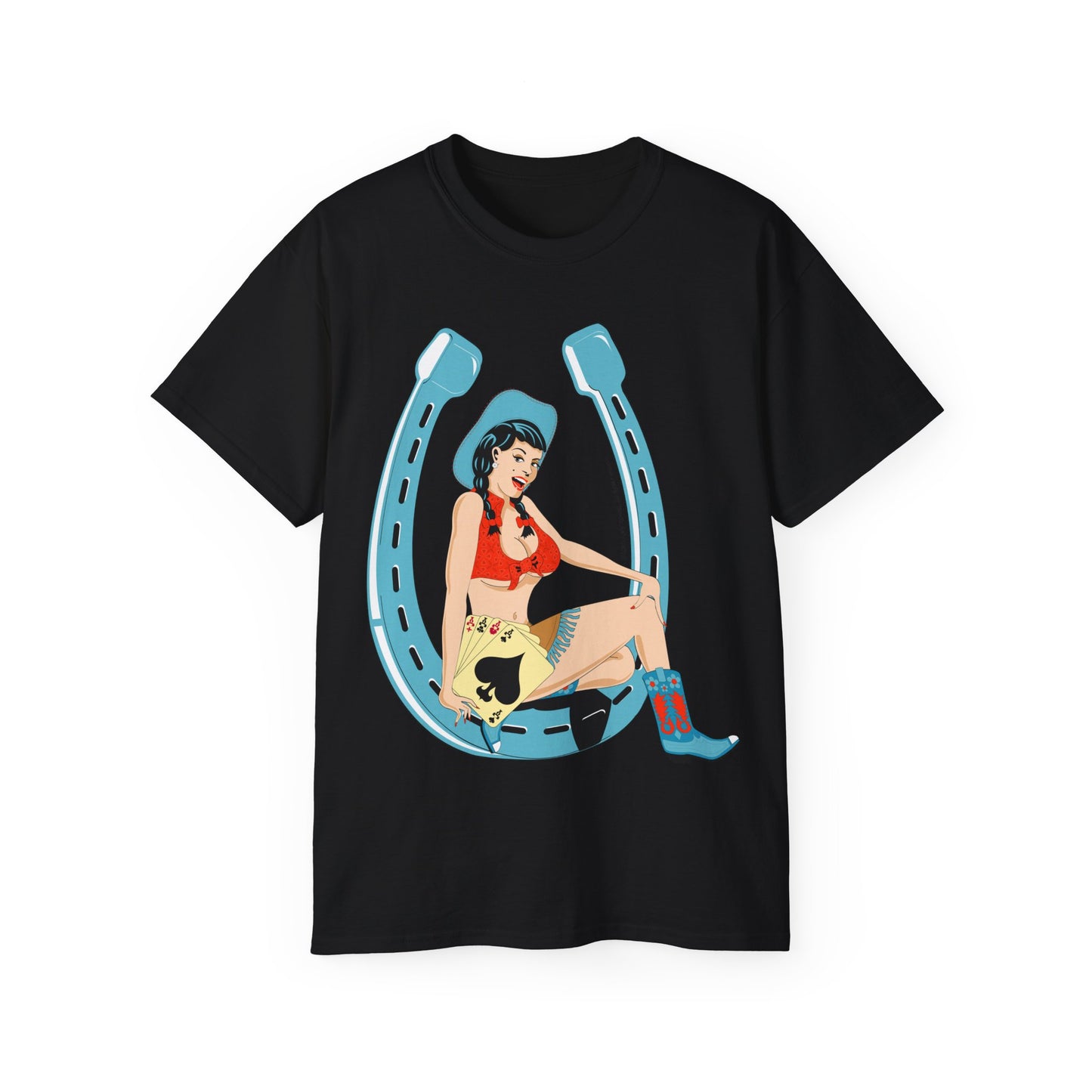 Unisex Ultra Cotton Tee - Sexy Cowgirl Luck - Lady Luck