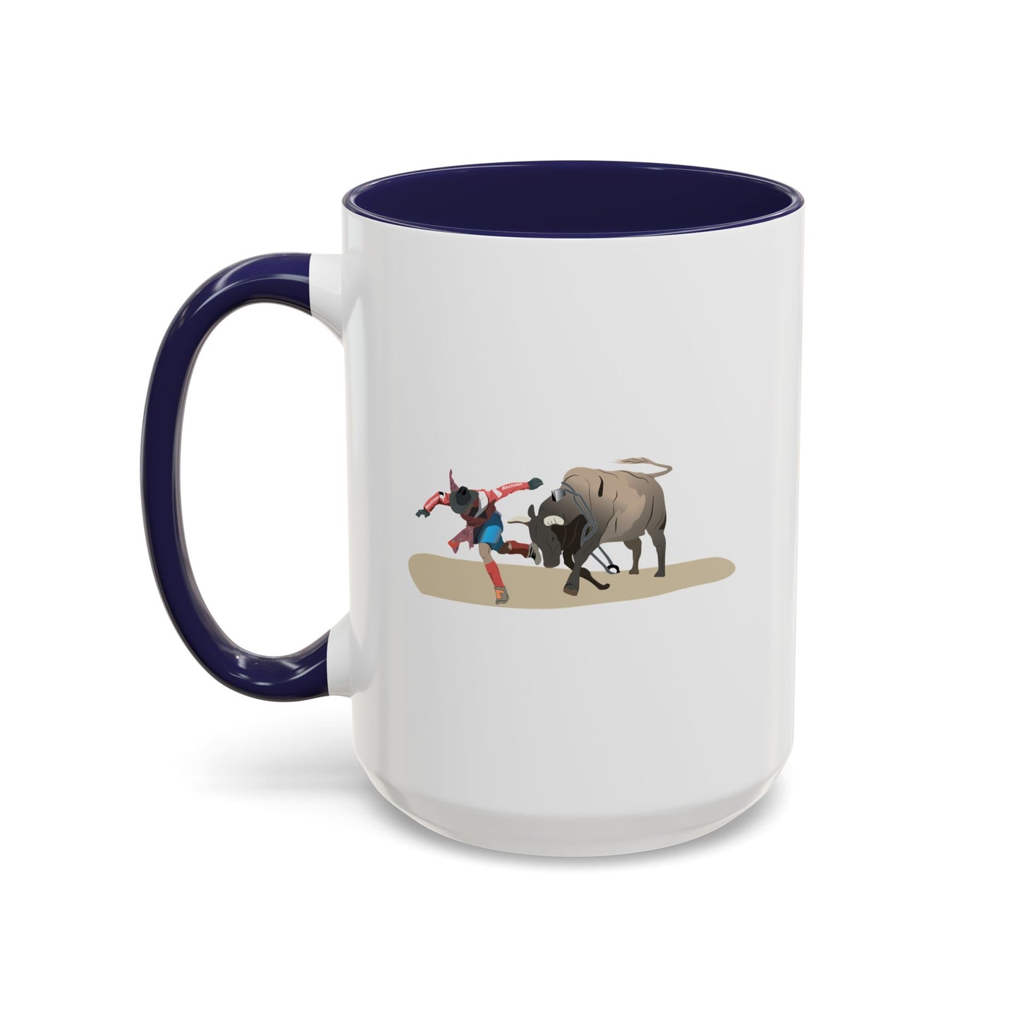 Accent Coffee Mug (11, 15oz) - Rodeo - Bull and Clown