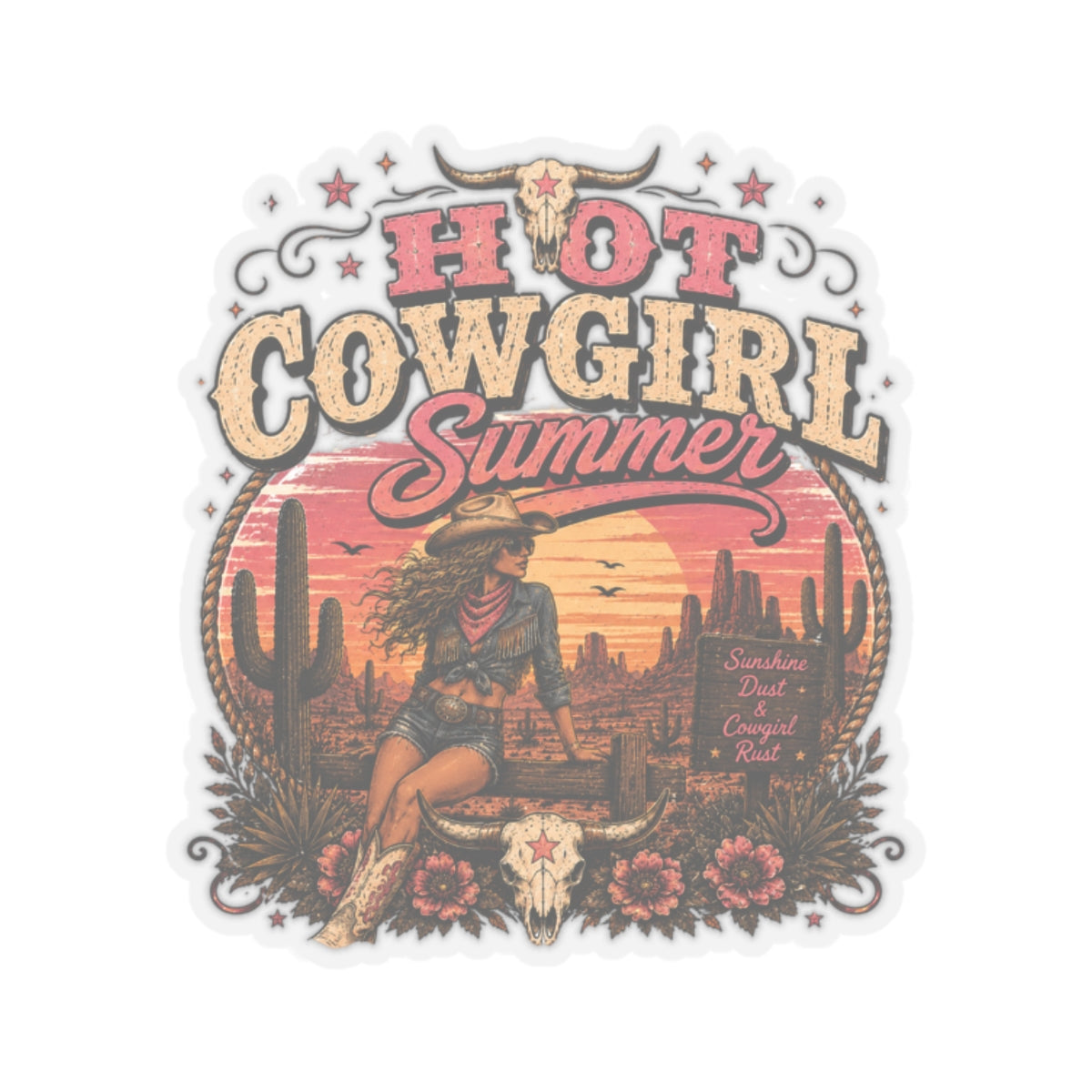 Kiss-Cut Sticker — Hot cowgirl summer vibes