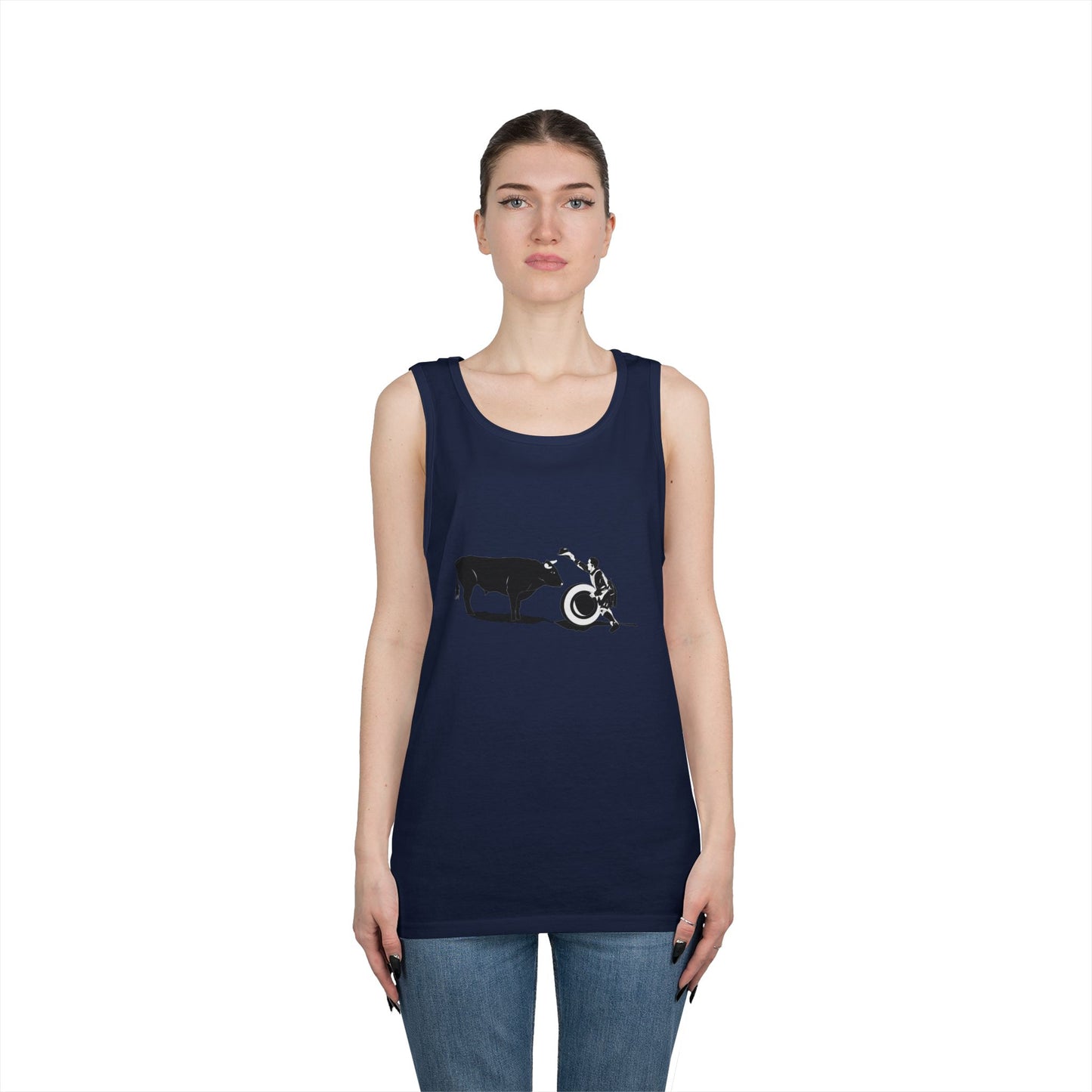Unisex Heavy Cotton Tank Top - Clown and Bull - BW