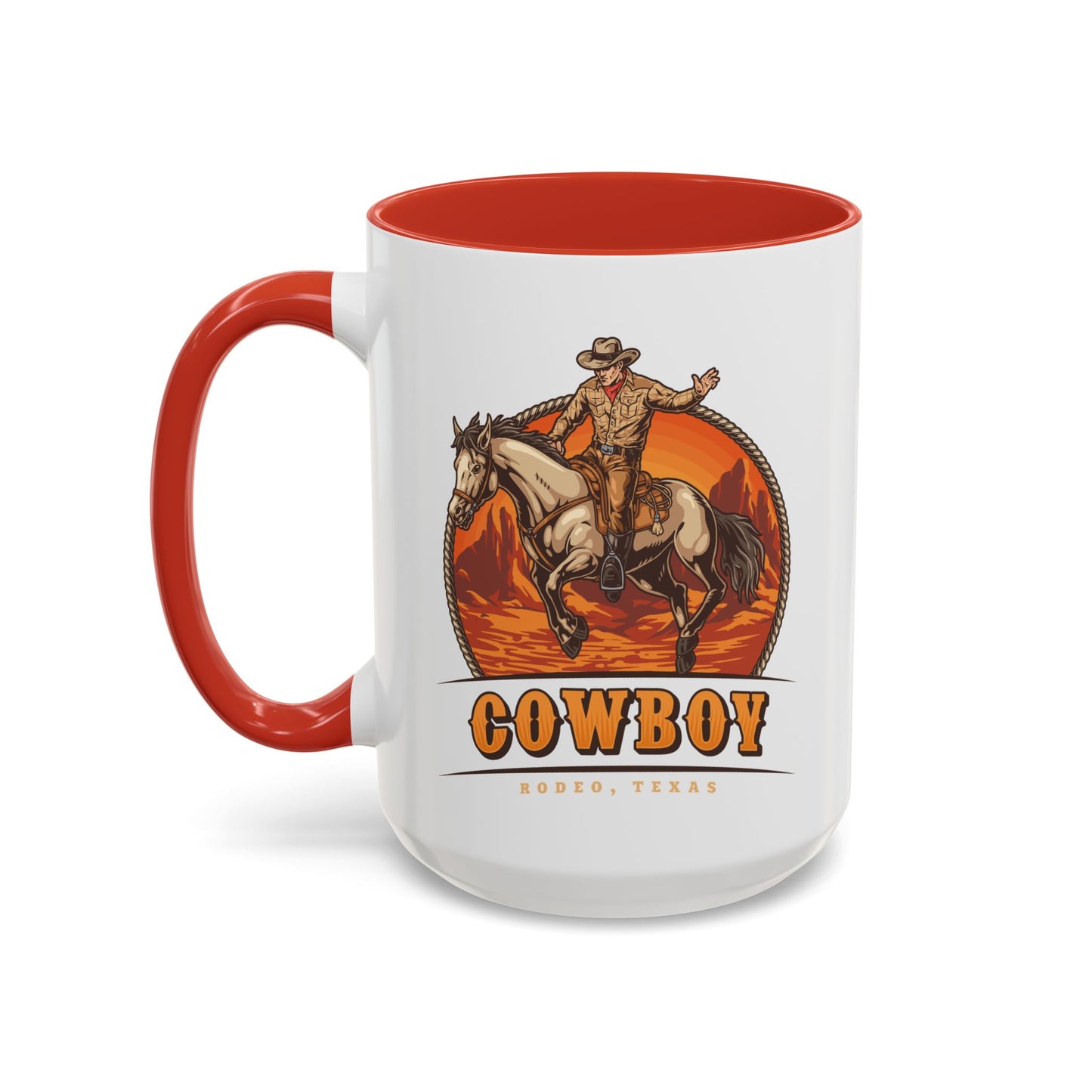 Accent Coffee Mug (11, 15oz) - Rodeo Cowboy - Texas