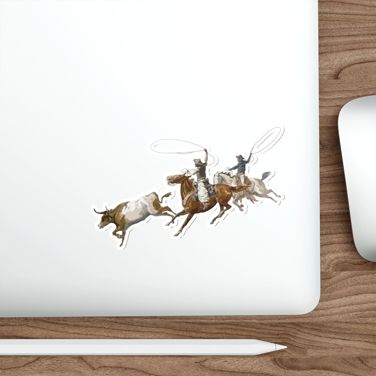 Die-cut stickers - 2 Cowboys Roping 1 Longhorn X 300