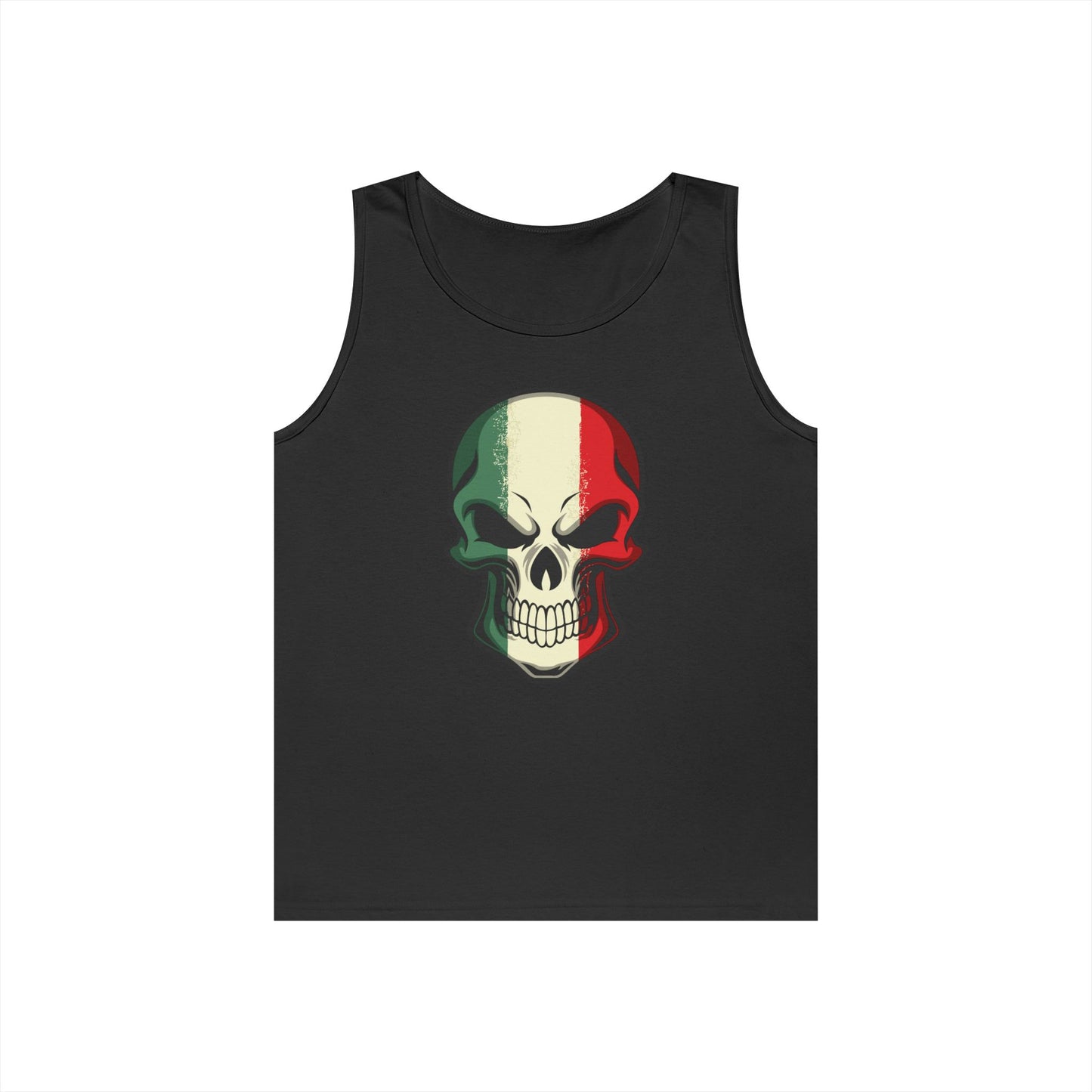 Unisex Heavy Cotton Tank Top - Red White Green Skull