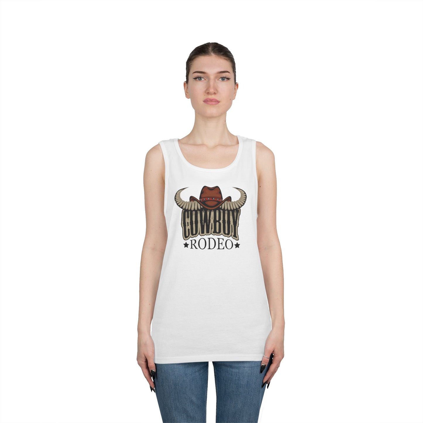 Unisex Heavy Cotton Tank Top - Cowboy Rodeo - Horn
