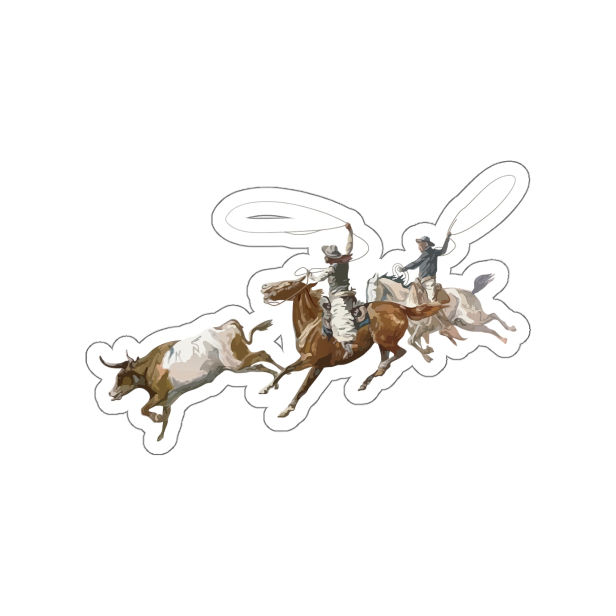 Die-cut stickers - 2 Cowboys Roping 1 Longhorn X 300