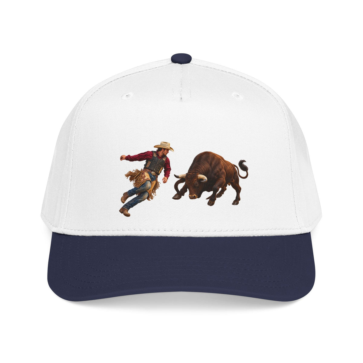 Mid Profile Baseball Cap — Cowboys - Cowboy and Bull - Color - 3D Transparent