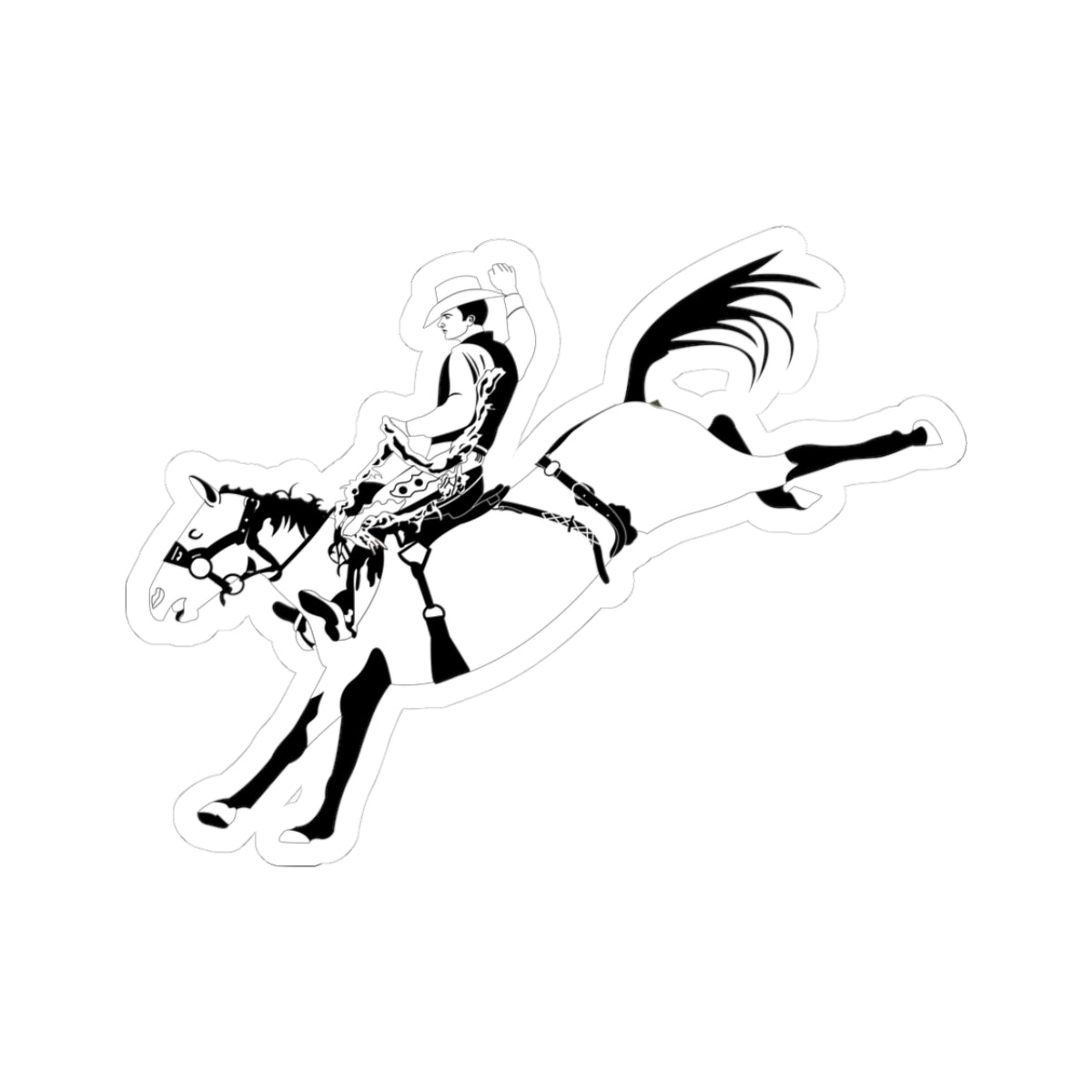 Kiss-Cut Stickers - Cowboy - Bronco Buster - BW