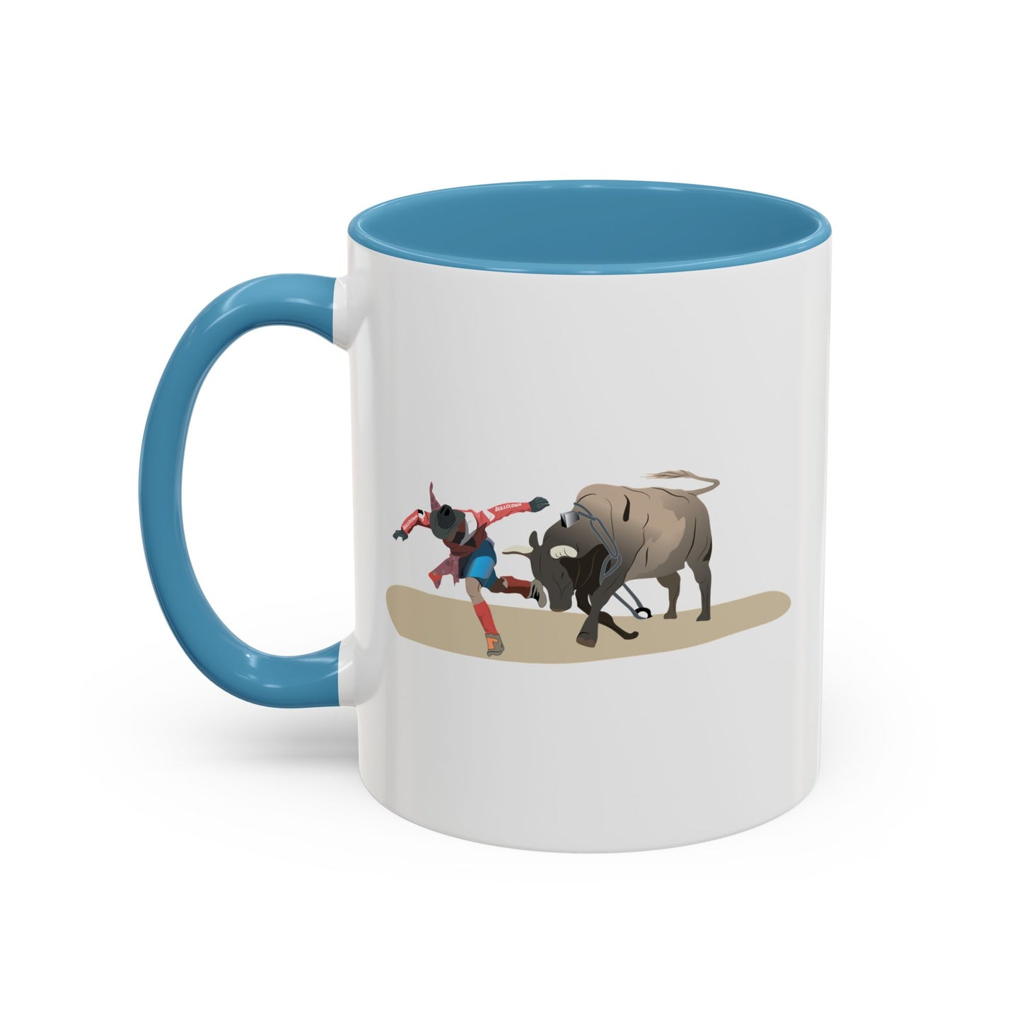 Accent Coffee Mug (11, 15oz) - Rodeo - Bull and Clown