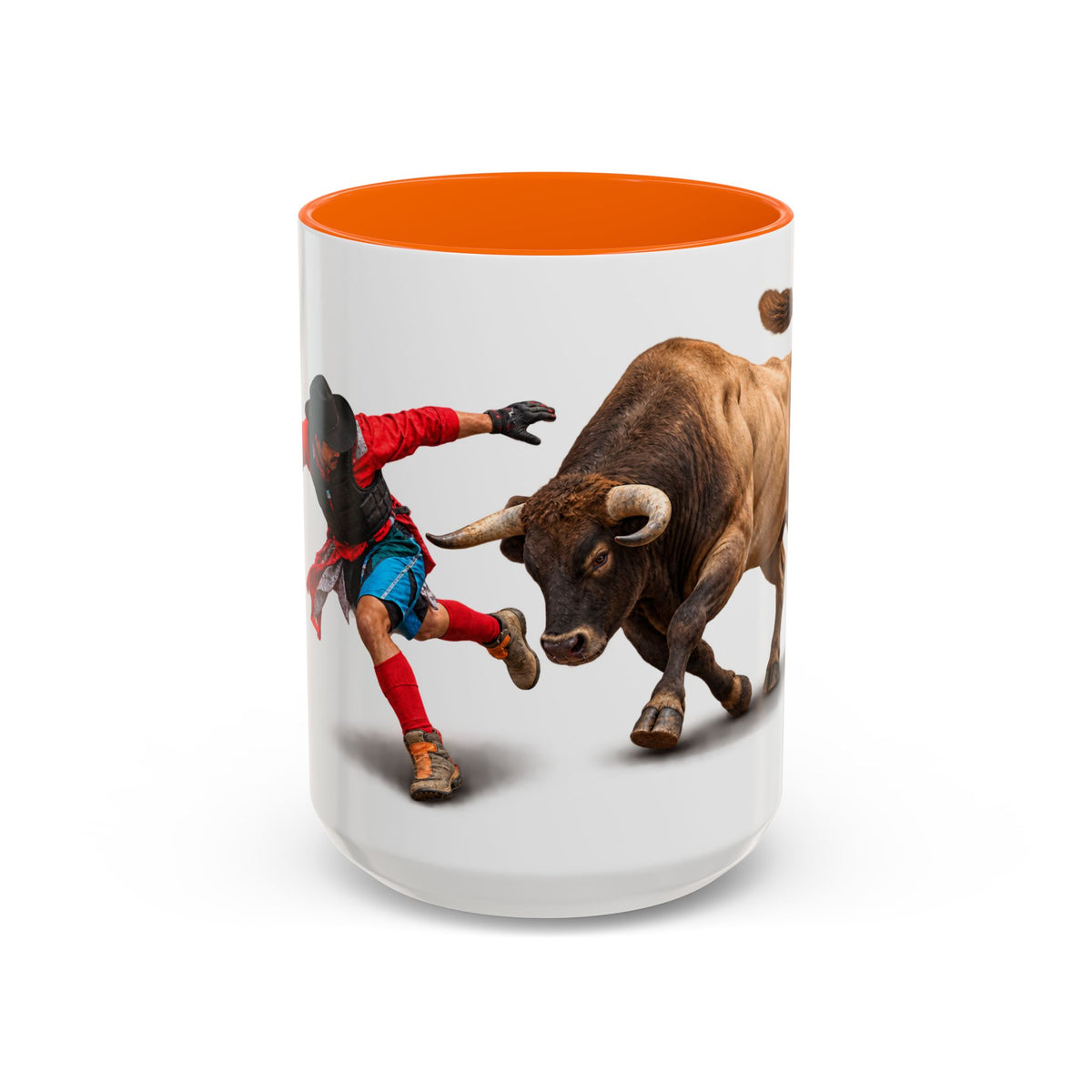 Accent Coffee Mug (11, 15oz) - Rodeo - Bull and Clown - 3D