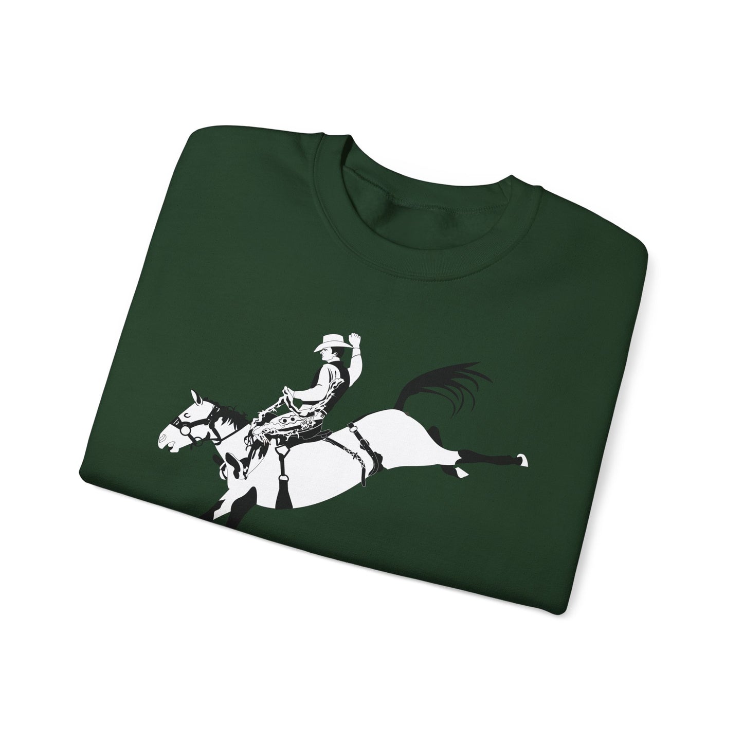 Crewneck Sweatshirt - Cowboy - Bronco Buster - BW