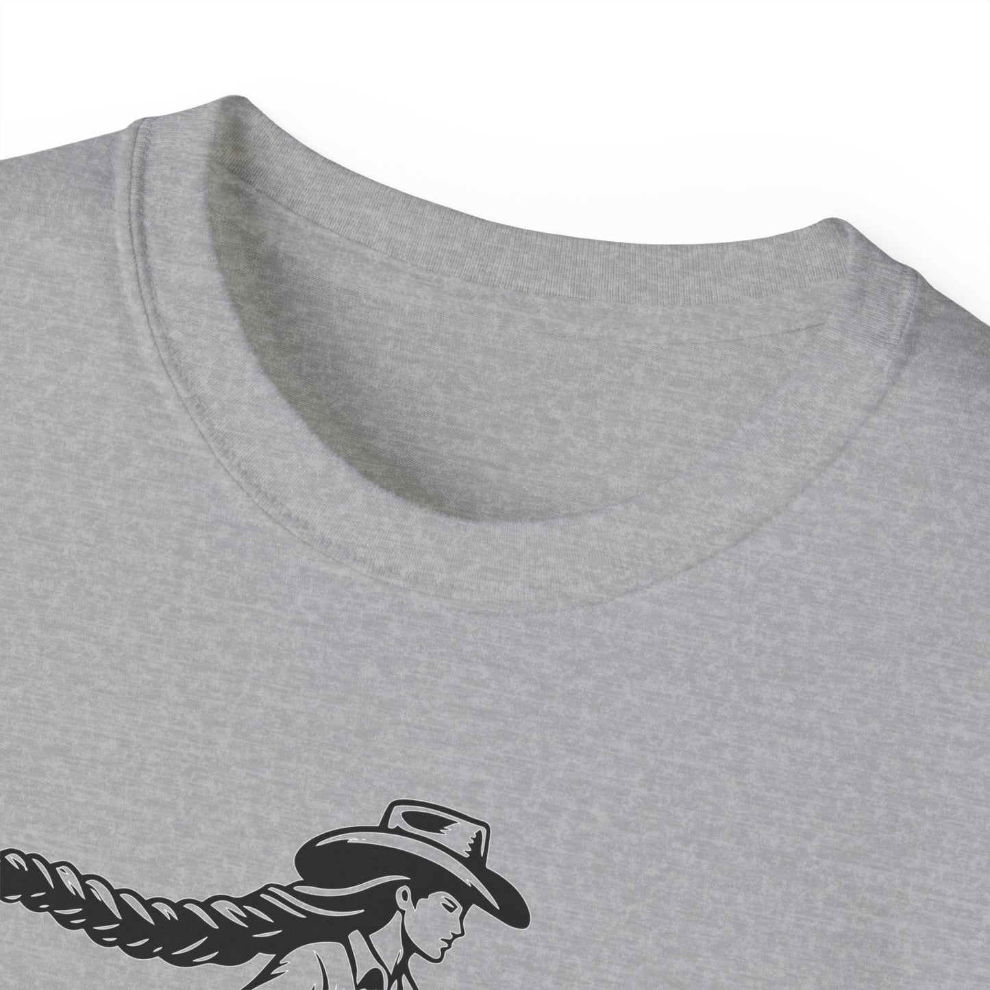 Unisex Ultra Cotton Tee - Cowgirl Riding Horse - Windblown