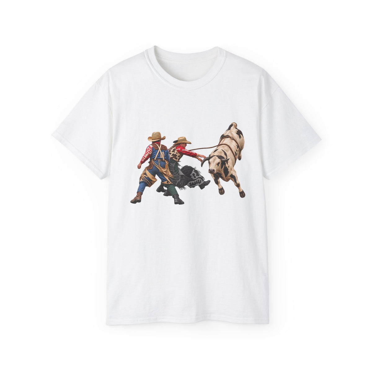 Unisex Ultra Cotton Tee - Cowboys - Clowns and Bull - without Text - 3D Transparent