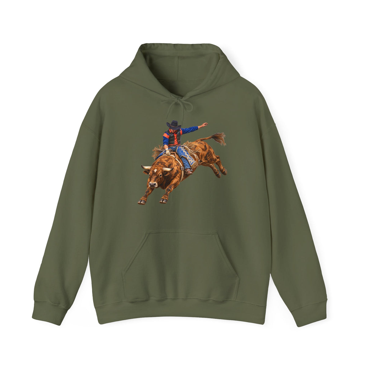 Hoodie — Cowboys - Bull Rider - Oblique - without Text - 3D Transparent