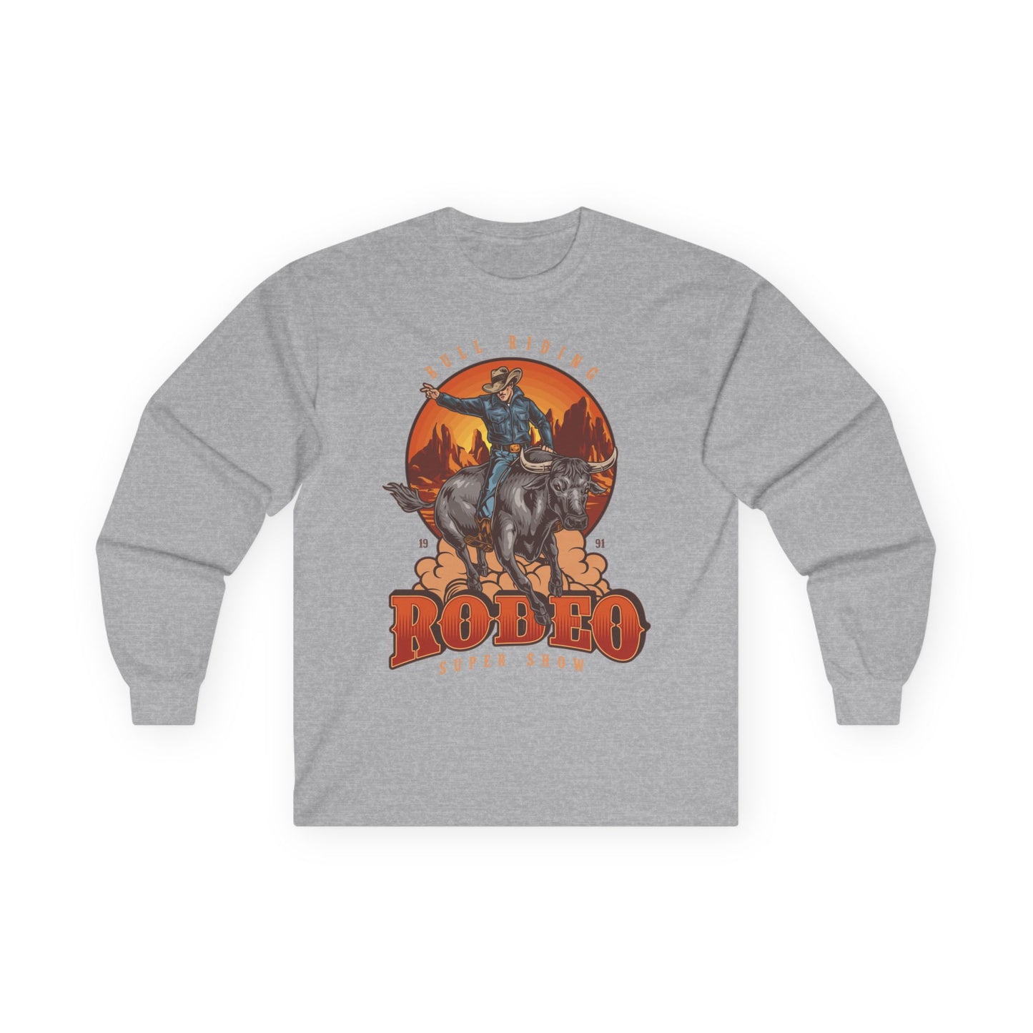 Unisex Ultra Cotton Long Sleeve Tee - Bull Riding - Rodeo Super Show