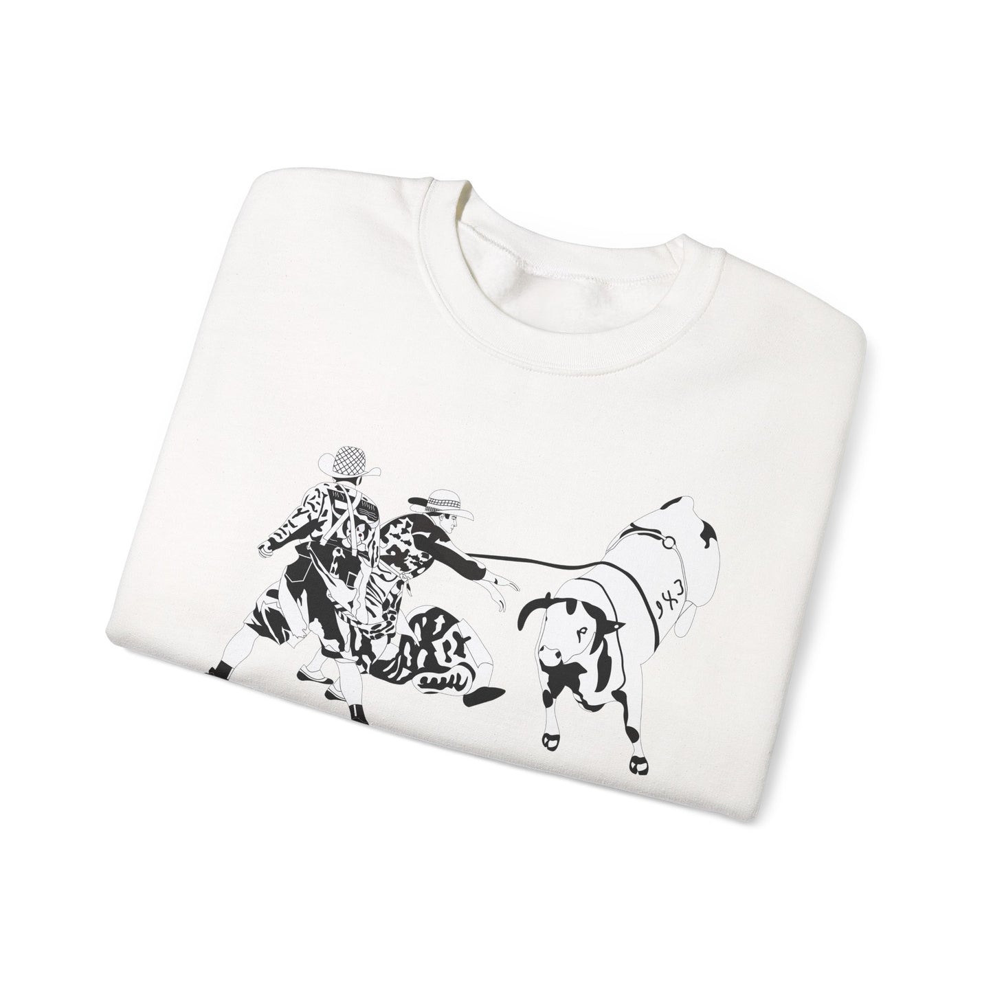 Crewneck Sweatshirt - Clowns and Bull - BW