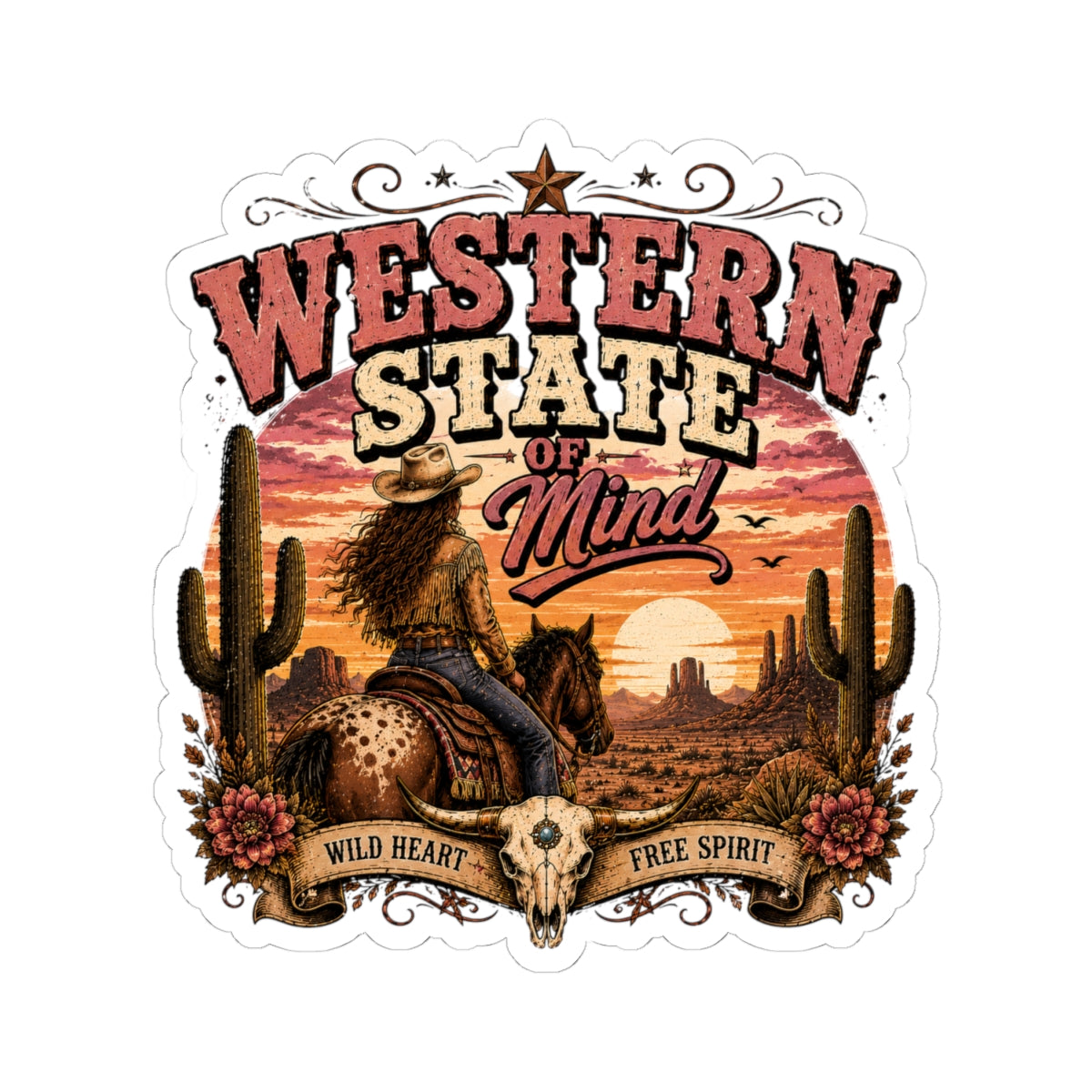 Kiss-Cut Sticker — Western spirit at sunset