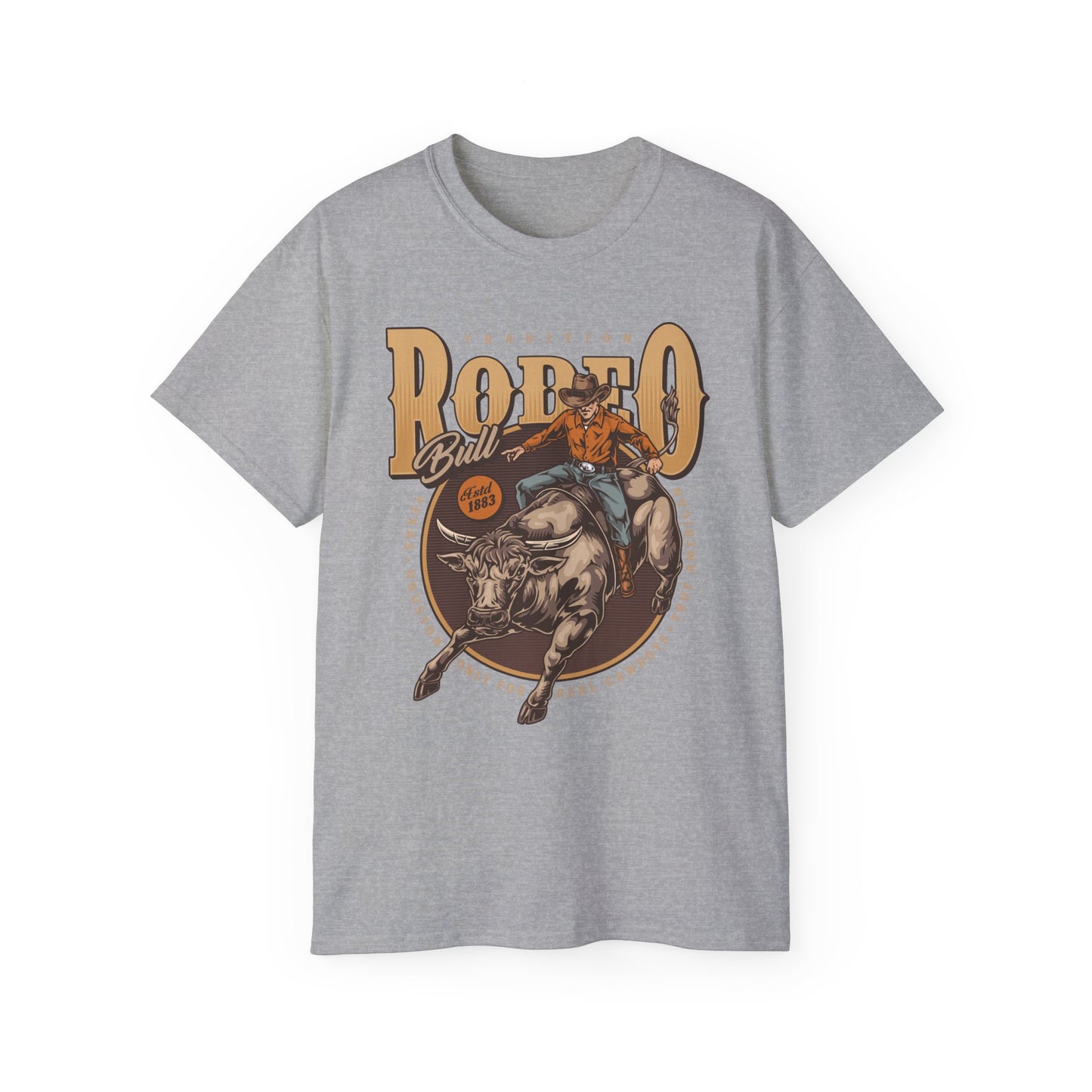 Western Rodeo Cowboy Tee - Fun Casual Shirt for Rodeo Fans, Gift for Country Lovers, Festival Outfit, Everyday Wear, Rodeo Apparel - Tradition Rodeo Bull - Real Cowboys