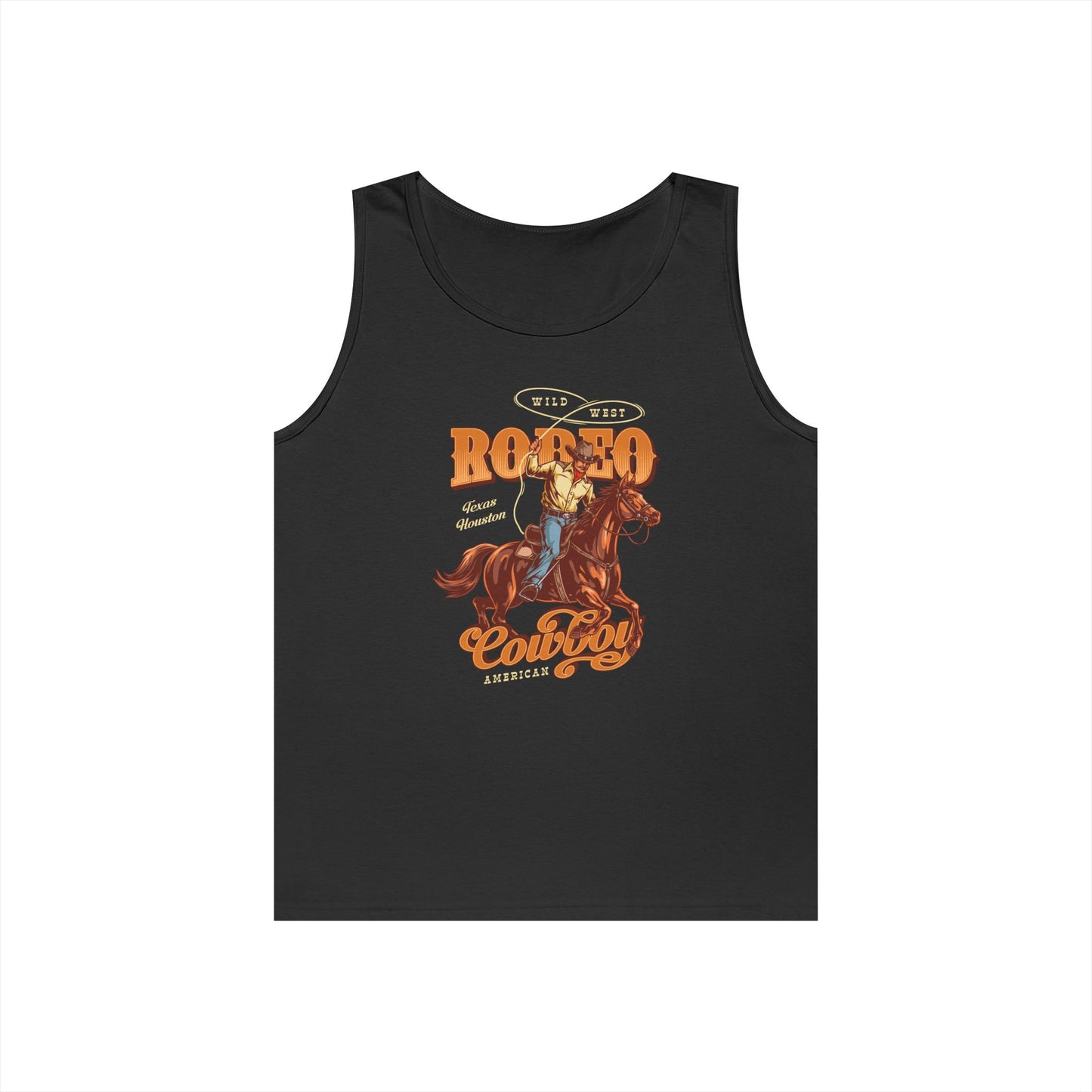 Unisex Heavy Cotton Tank Top - Wild West - Houston, Texas - American Rodeo Cowboy