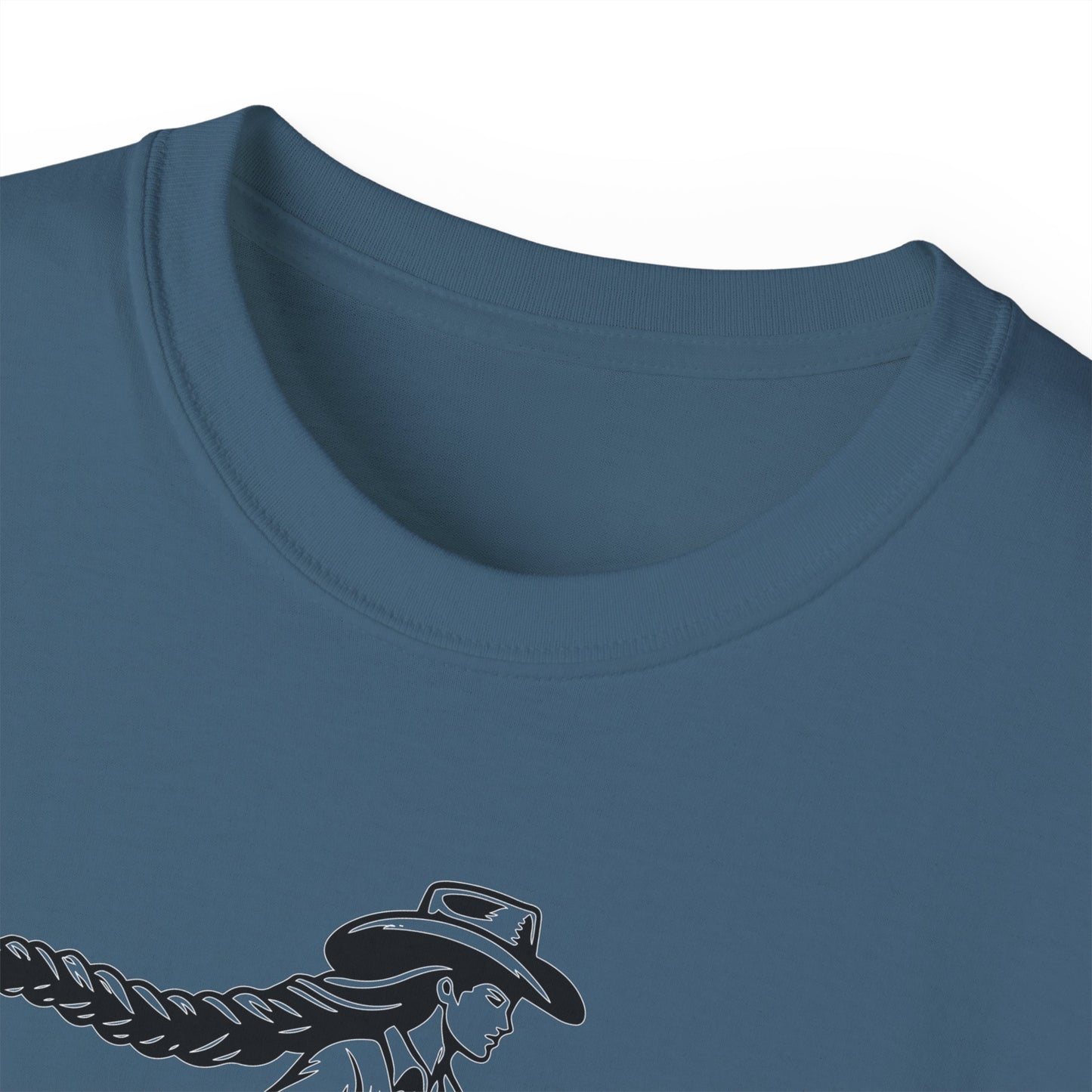 Unisex Ultra Cotton Tee - Cowgirl Riding Horse - Windblown