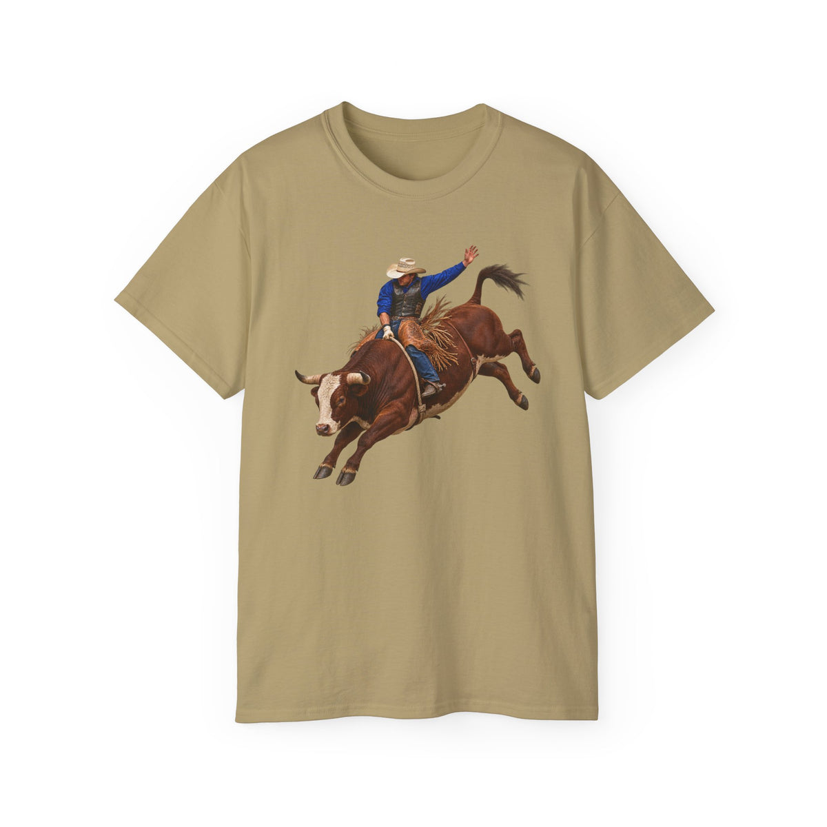 Unisex Ultra Cotton Tee - Cowboys - Bull Rider - Mid Ride - without Text - 3D Transparent