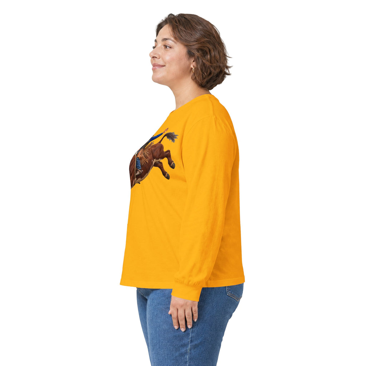 Unisex Ultra Cotton Long Sleeve Tee - Cowboys - Bull Rider - Mid Ride - without Text - 3D Transparent