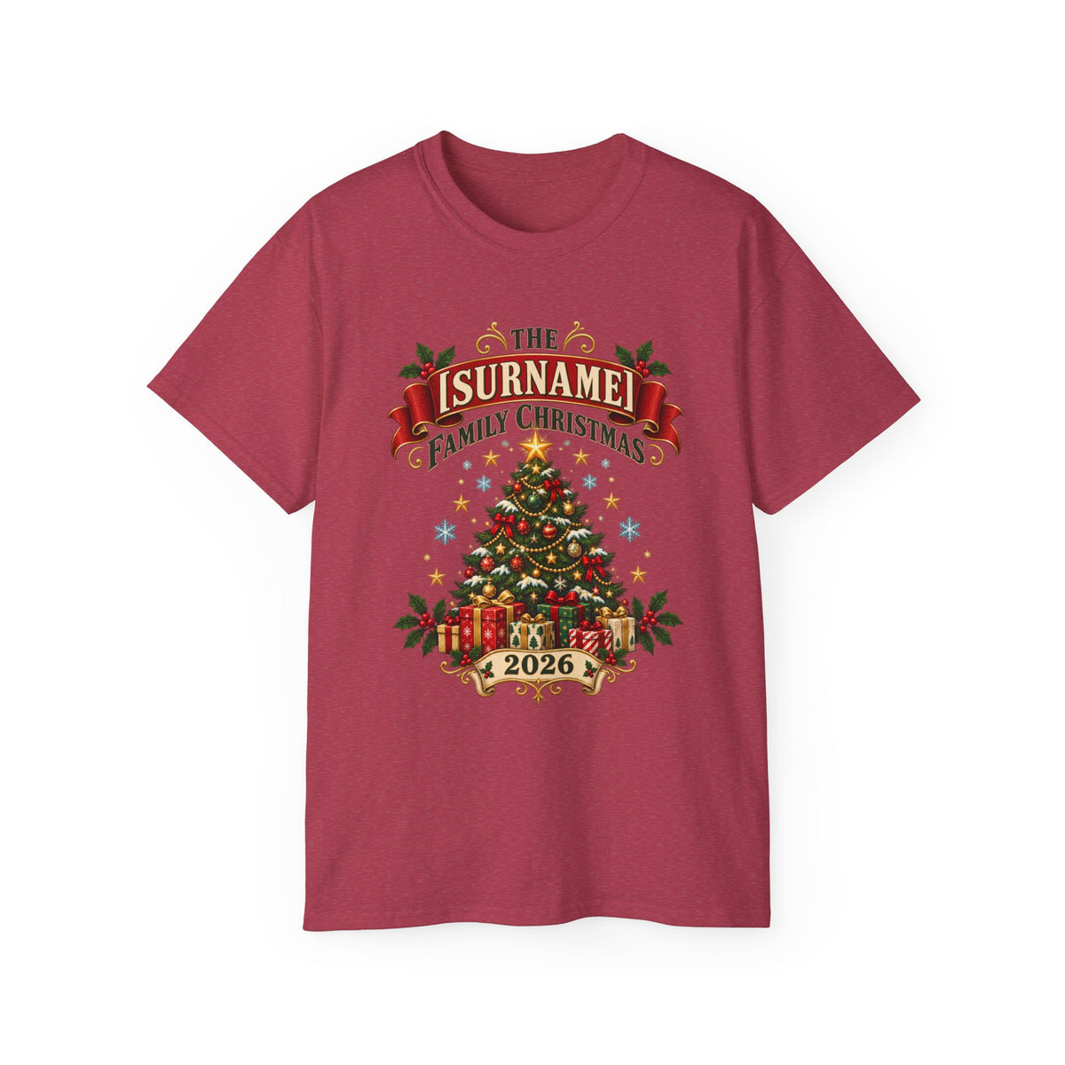 Unisex Ultra Cotton Tee - Vintage Family Christmas Tree - Free Customization