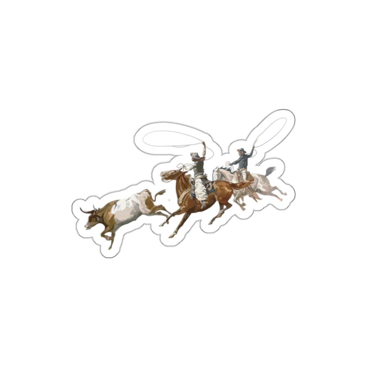 Die-cut stickers - 2 Cowboys Roping 1 Longhorn X 300