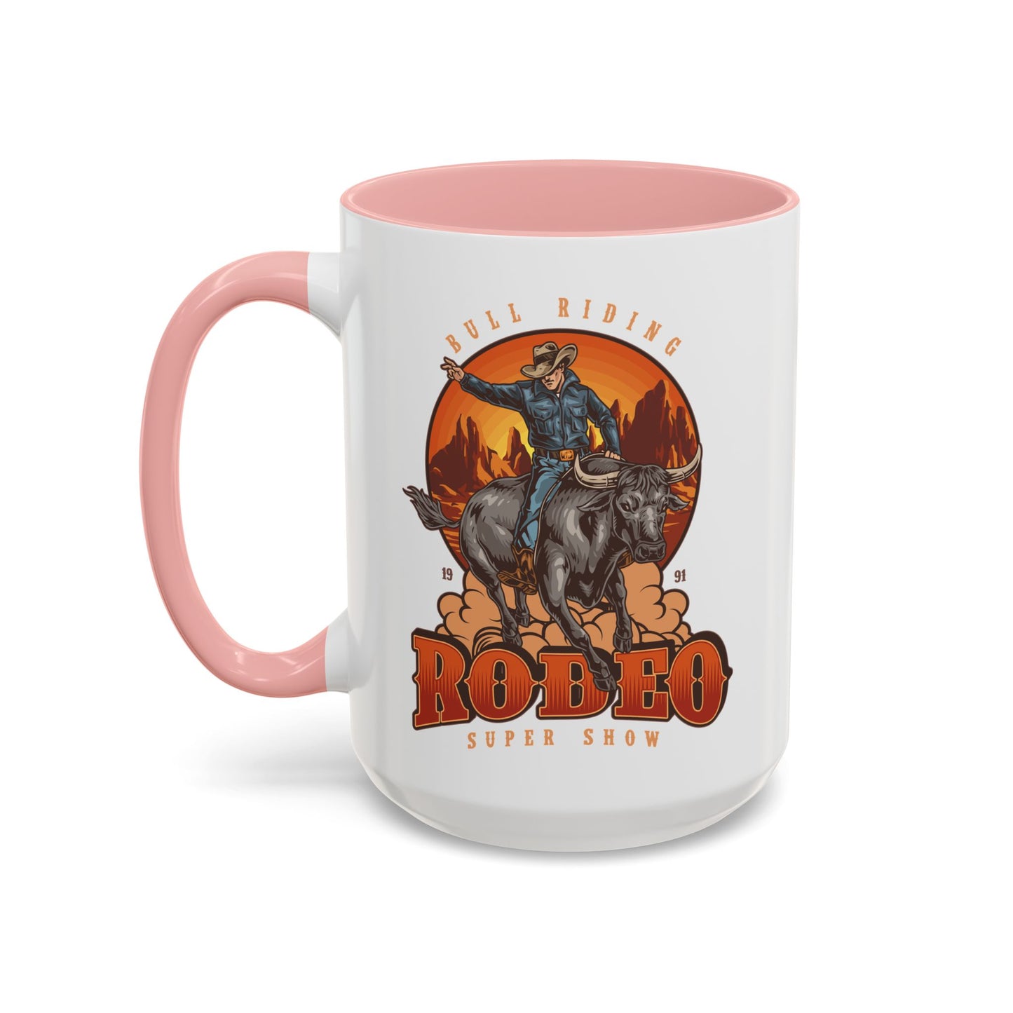 Accent Coffee Mug (11, 15oz) - Bull Riding - Rodeo Super Show