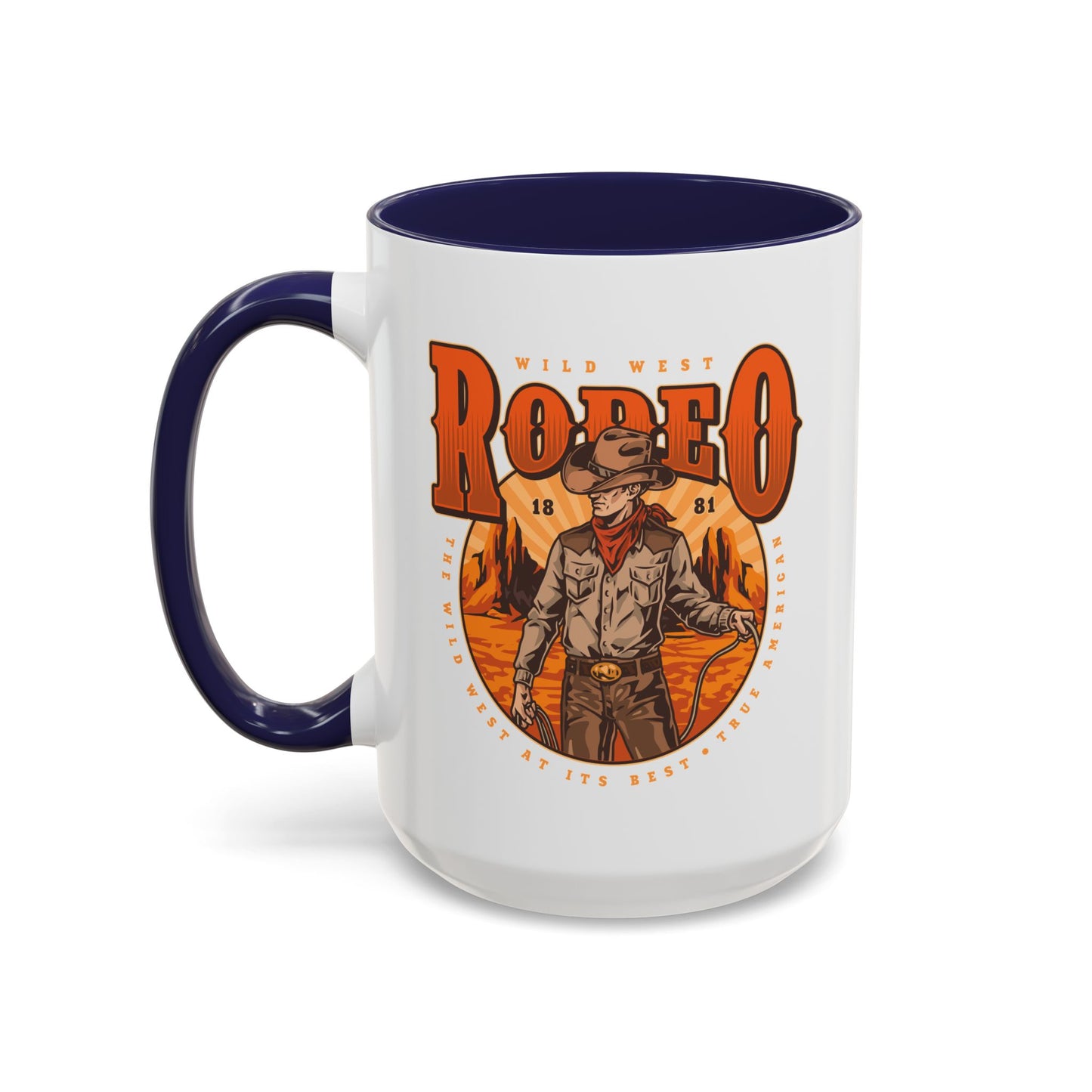 Accent Coffee Mug (11, 15oz) - Wild West Rodeo - True American - The Wild West At Its Best