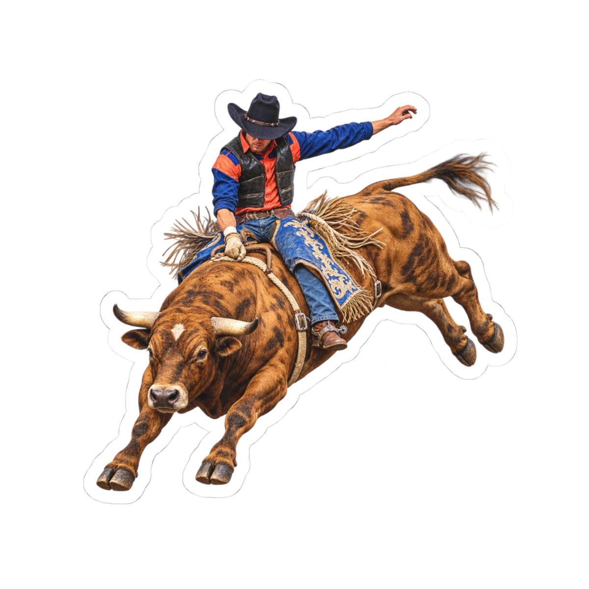 Kiss-Cut Stickers - Cowboys - Bull Rider - Oblique - without Text - 3D Transparent