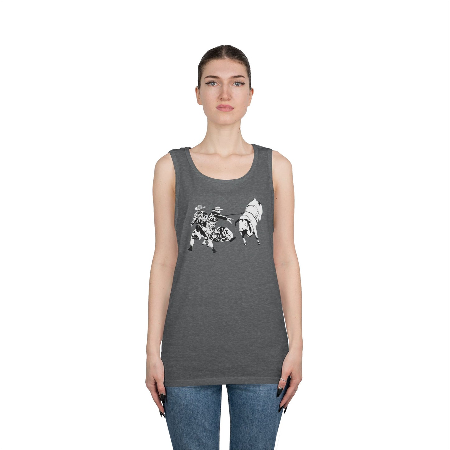 Unisex Heavy Cotton Tank Top - Clowns and Bull - BW