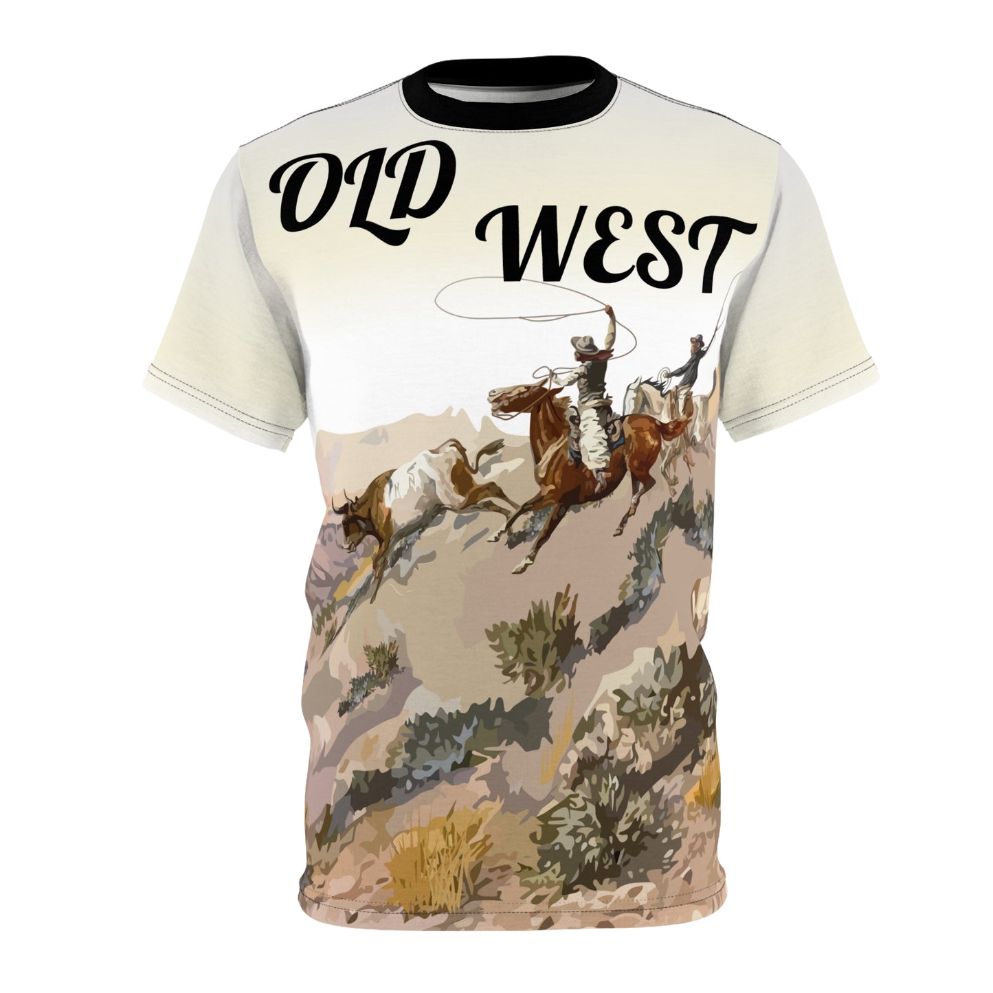 Unisex T-Shirt - Old West Cowboys Wrangling the Herd with Text