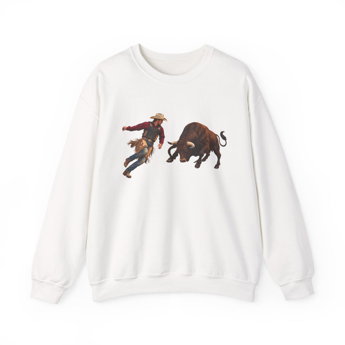 Crewneck Sweatshirt - Cowboys - Cowboy and Bull - Color - 3D Transparent