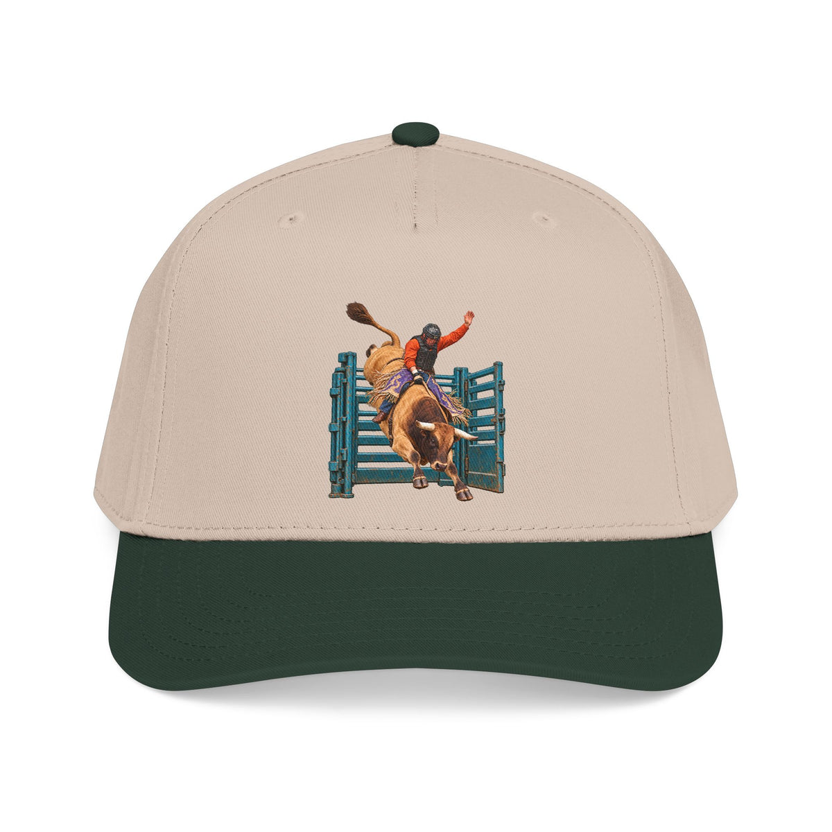 Mid Profile Baseball Cap — Cowboys - Bull Rider - Out of the Chute - without Text - 3D Transparent